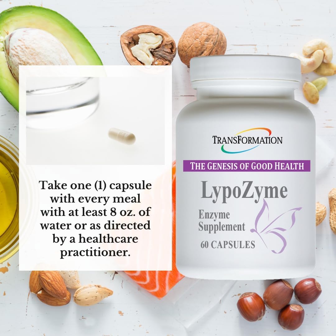 LypoZyme Enzyme Supplement for Healthy Digestion & Nutrient Absorption, Non-GMO - 60 Cap Bottle