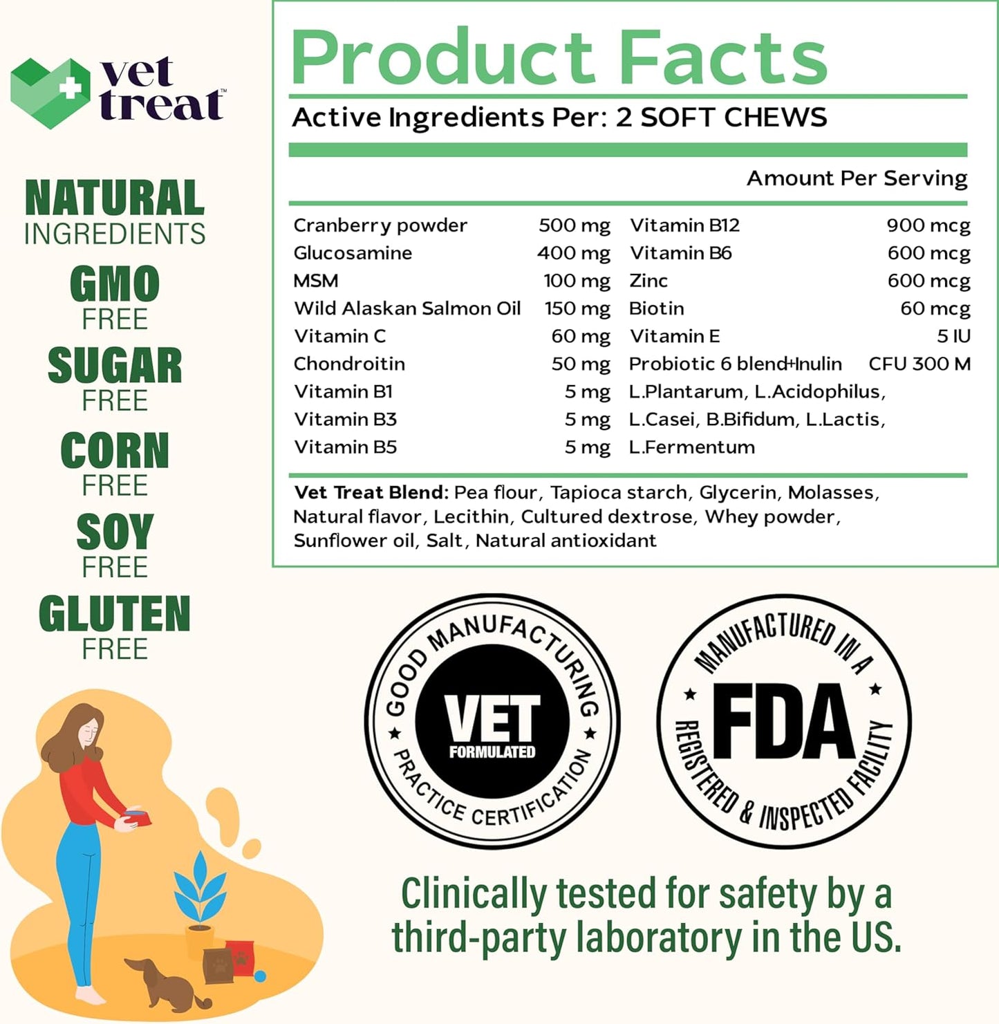 Made in USA Dog Multivitamin Chewable Treats with Glucosamine for Puppies and Seniors - 120 Treats - Dog Vitamins for Skin, Heart, Immunity, Hip & Joint Support + Salmon Oil & Probiotics