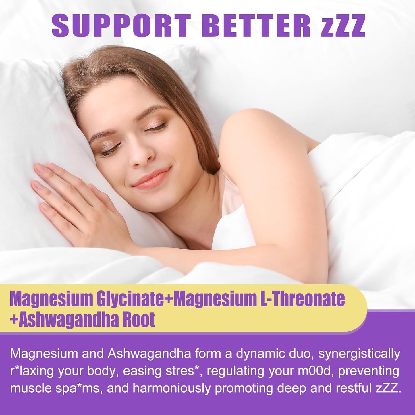 Maennyliy Magnesium Glycinate 400mg Gummies for Adults - High Bioavailability with Magnesium L-Threonate, Ashwagandha, Beetroot - Night Rest, Mood, Muscle Support Supplement