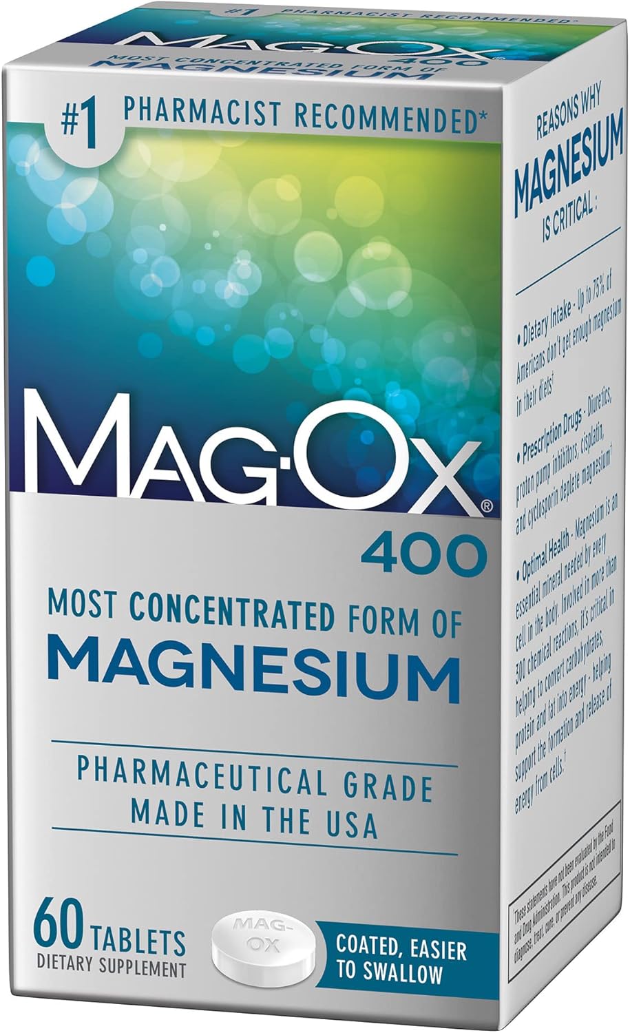 Mag-Ox 400 Magnesium Oxide Supplement Tablets, 483mg, 60 Count Bottle
