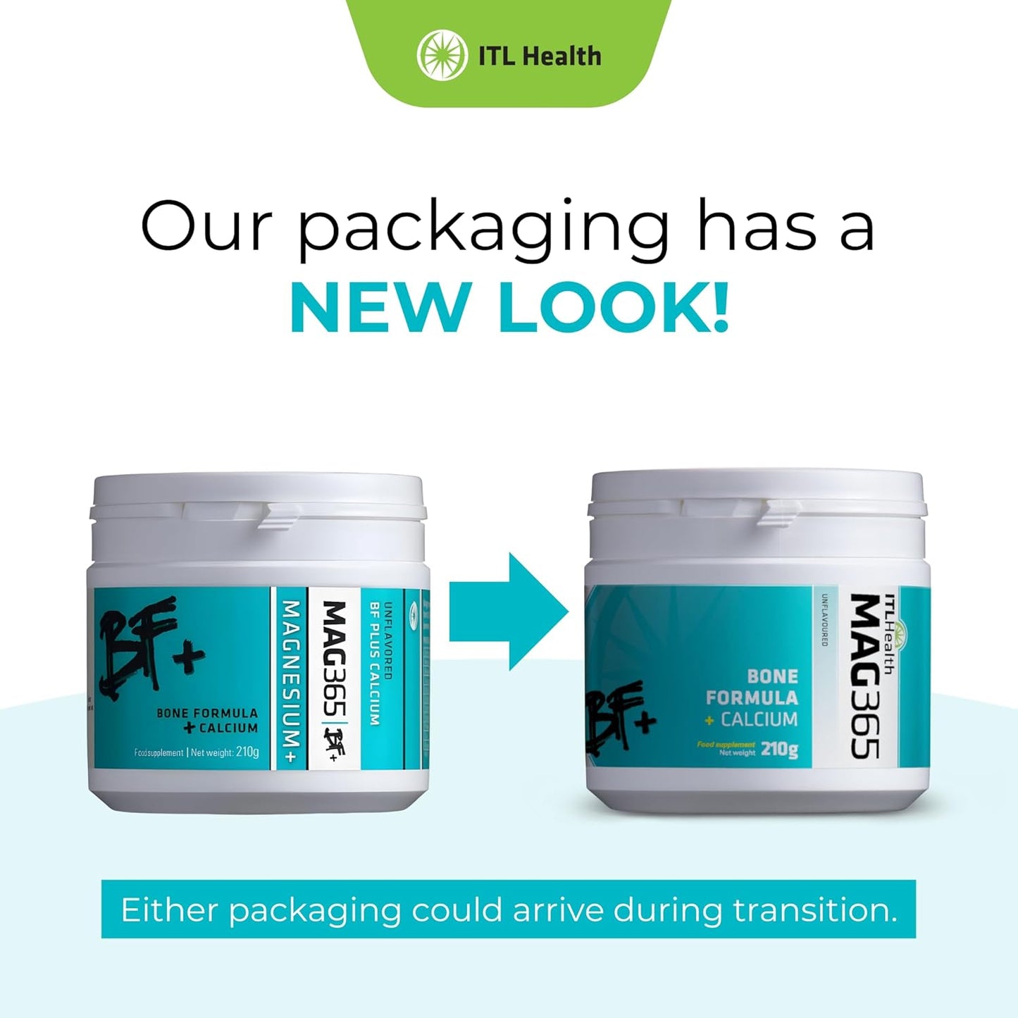 MAG365 ITL Health BF Plus Calcium - Ionic Magnesium Citrate Powder with Vitamin K2 D3 - Natural Citrus Flavor - Bone Support Formula