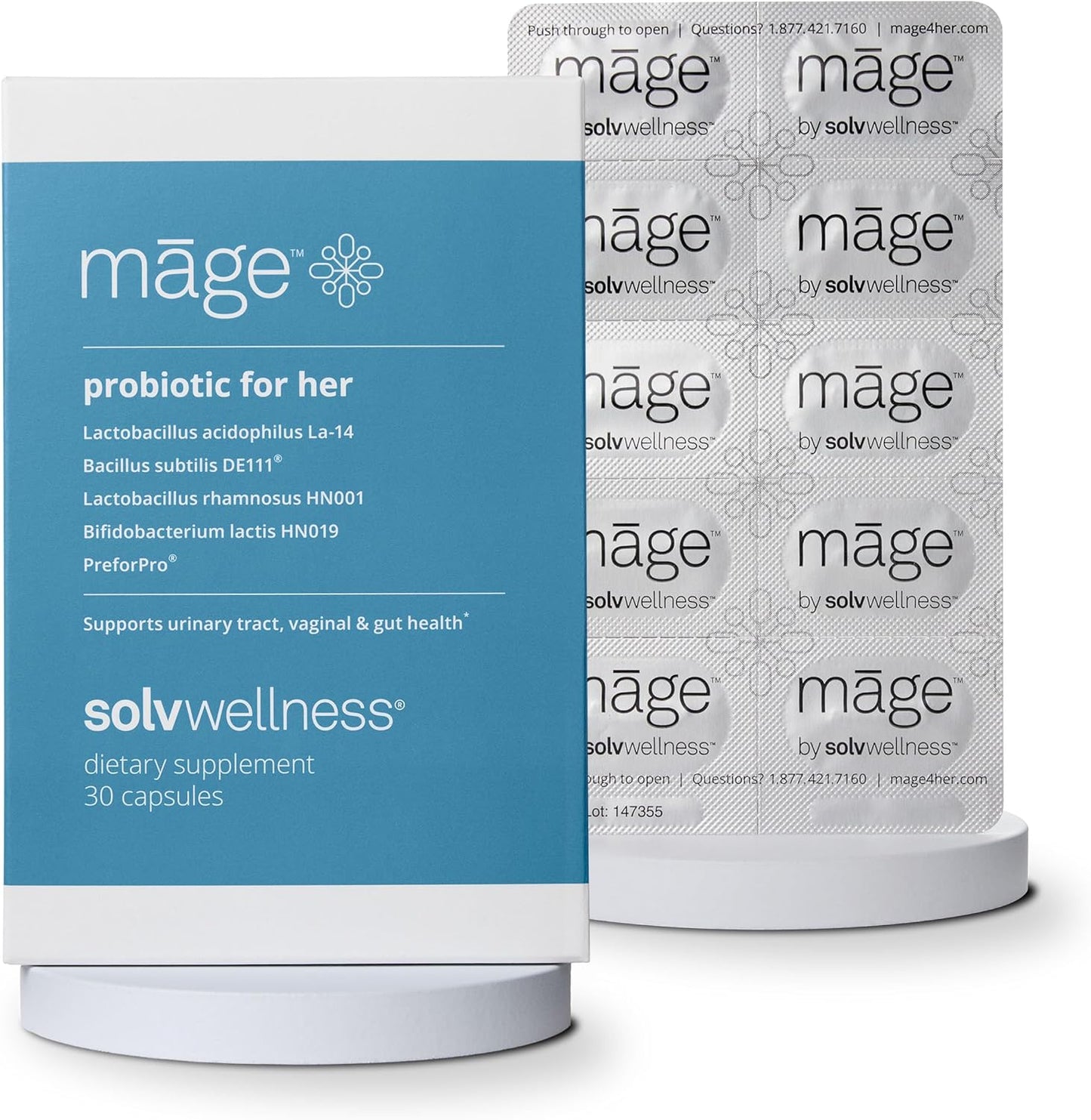 MAGE Solv Wellness Māge Probiotic for Women, Daily Prebiotic & Probiotics Blend, Supports Digestive & Vaginal Health, 30 Capsules