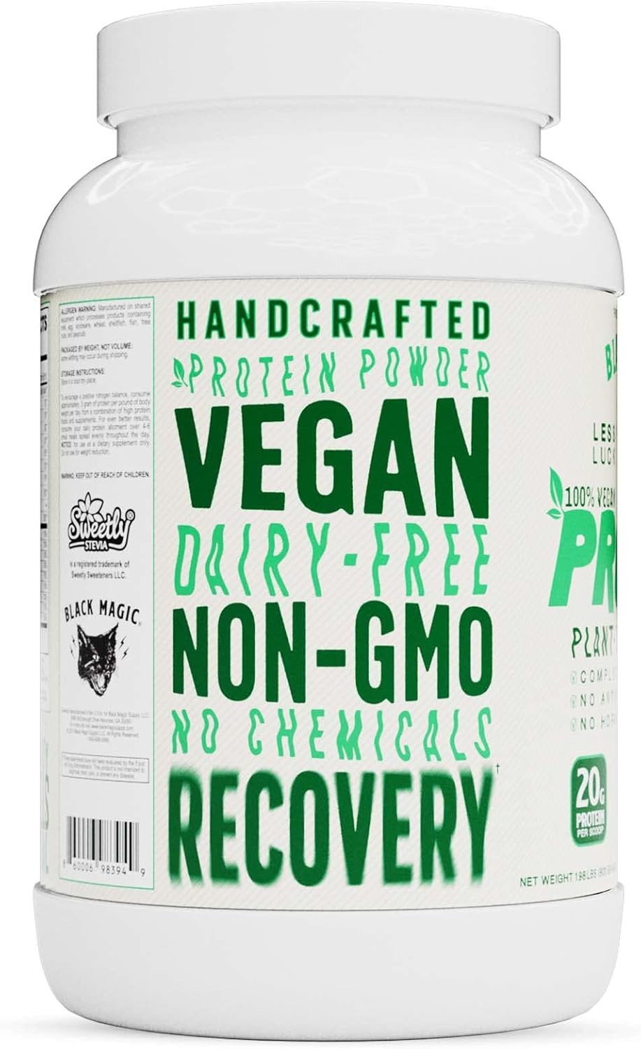 Magician Black Magic Plant-Based Vegan Protein Powder - Vanilla Ice Cream Flavor, 20g Protein, Keto-Friendly, Low Sugar, Dairy-Free, Ideal for Pre/Post Workout - 2 LB Package