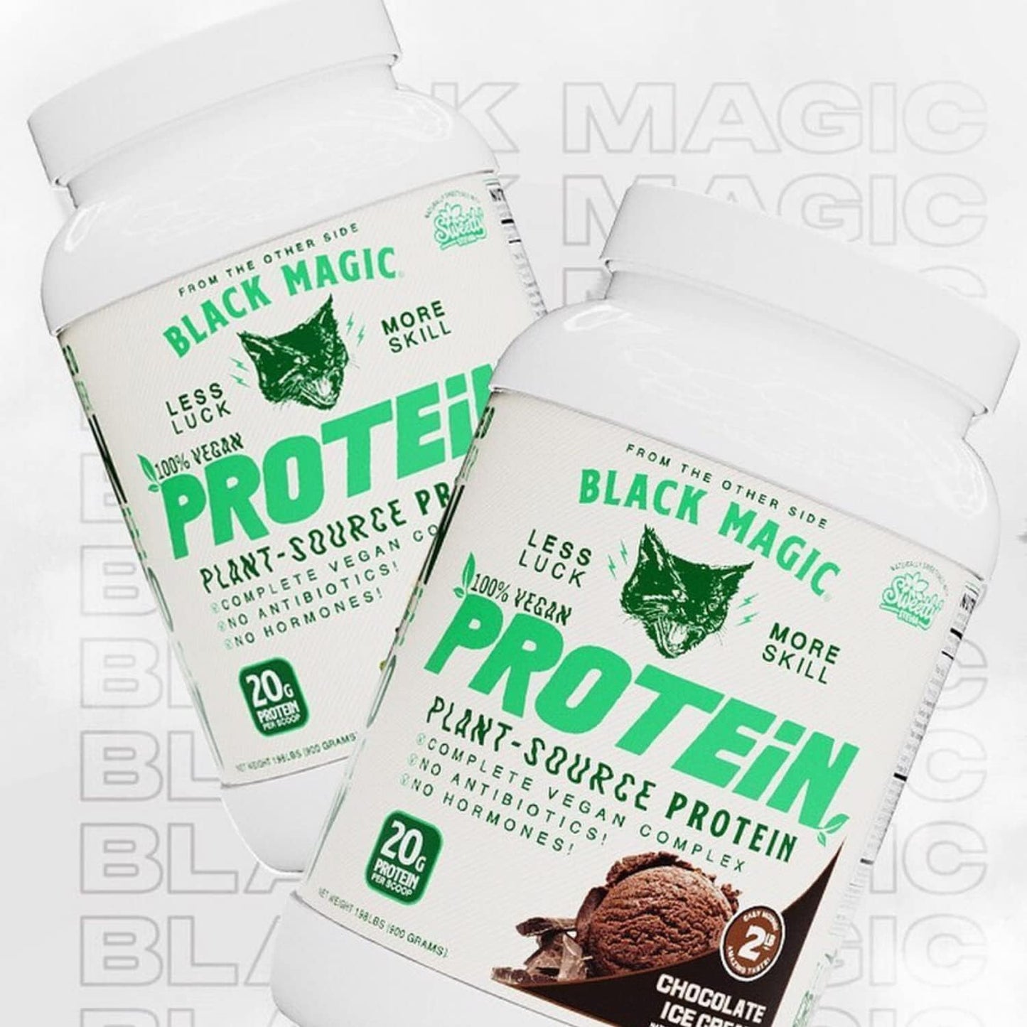 Magician Black Magic Plant-Based Vegan Protein Powder - Vanilla Ice Cream Flavor, 20g Protein, Keto-Friendly, Low Sugar, Dairy-Free, Ideal for Pre/Post Workout - 2 LB Package