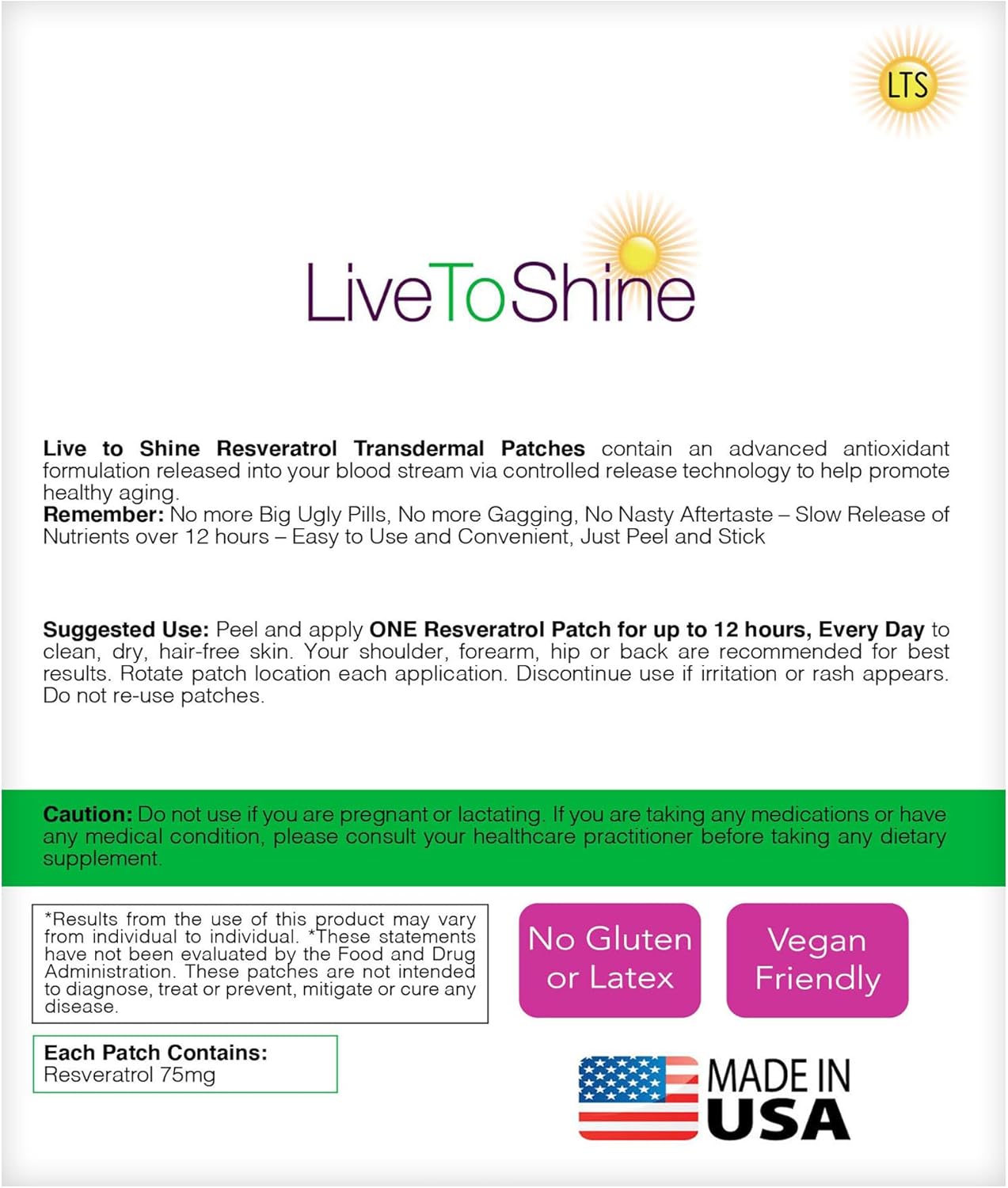 Magnesium and Resveratrol Patch Bundle - 60 Patches - 30 Day Supply Each Pack - Made in USA by Live To Shine