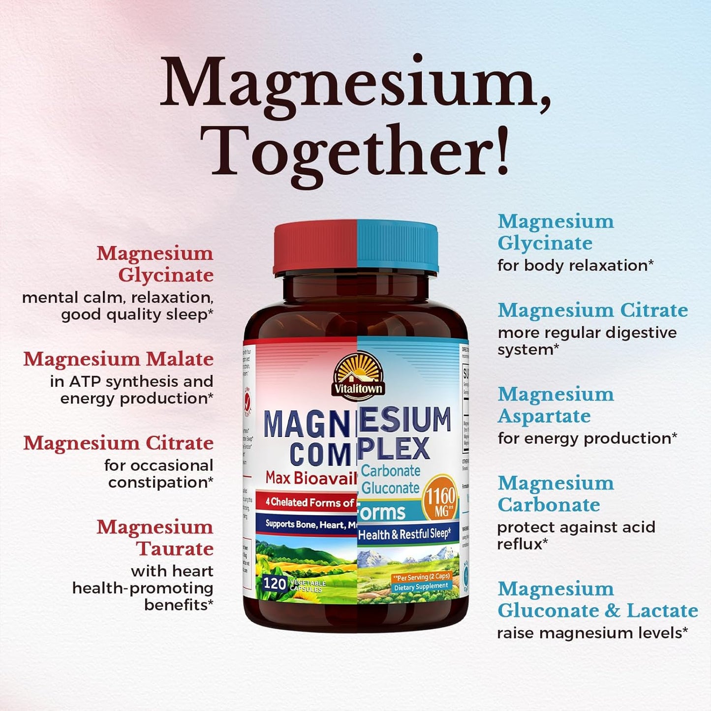 Magnesium Bundle: 4-in-1 & 6-in-1 Complex for Bone & Muscle Health - 120 Capsules