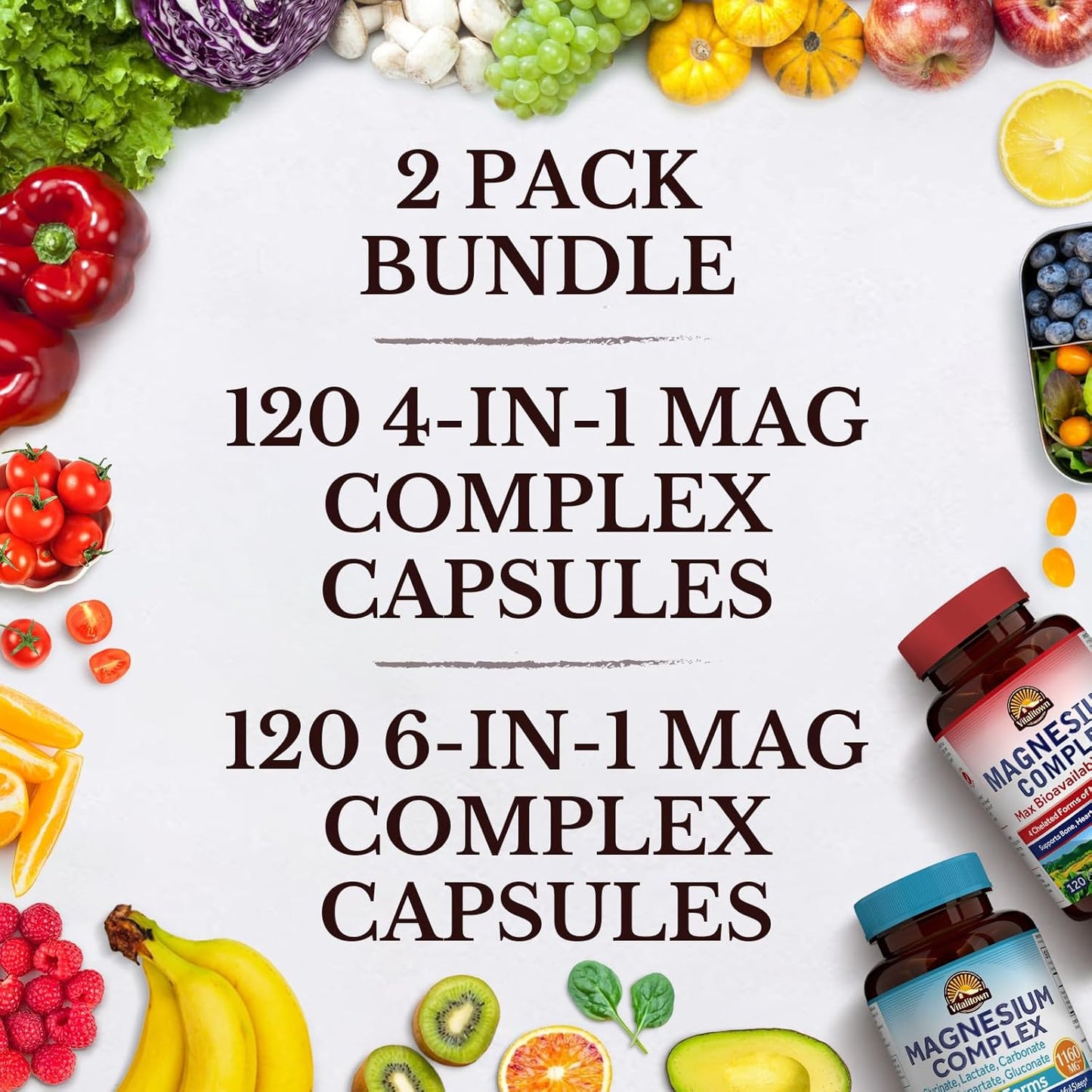 Magnesium Bundle: 4-in-1 & 6-in-1 Complex for Bone & Muscle Health - 120 Capsules