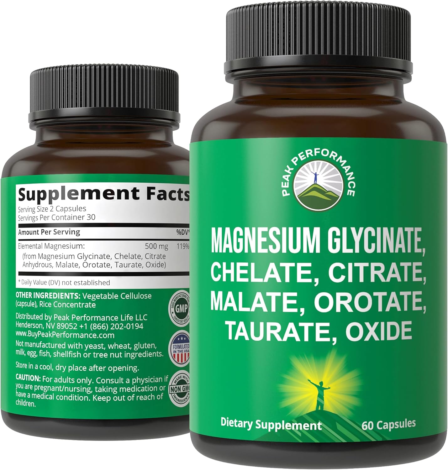 Magnesium Complex Supplement with 7 Forms for Peak Performance - 500mg Capsules for Sleep, Leg Cramps, and Muscles - Men & Women Formula