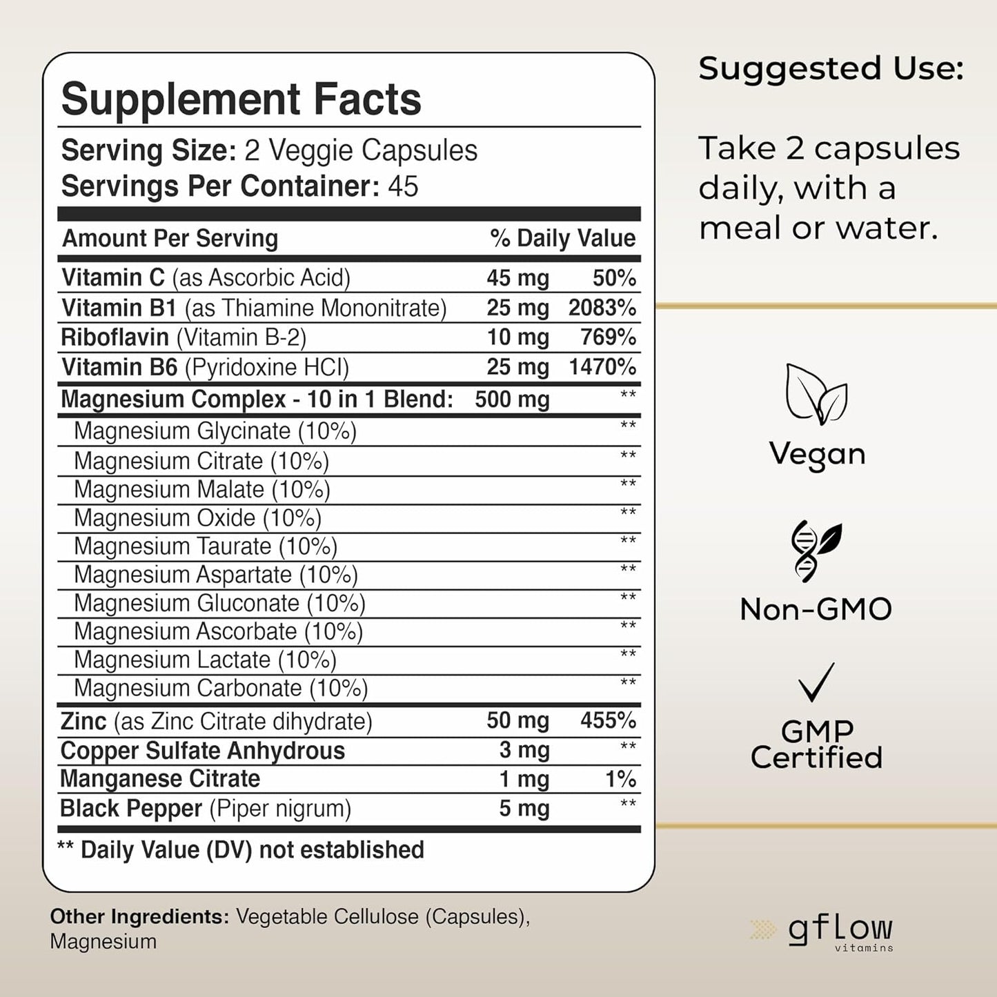 Magnesium Complex with Glycinate, L-Threonate, and B Vitamins for Enhanced Absorption and Wellness