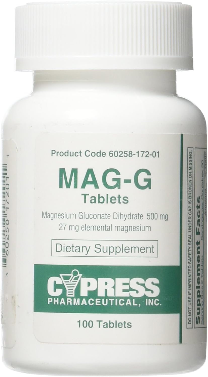 Magnesium Gluconate Dietary Supplement Tablets - 100 Tablets Bottle