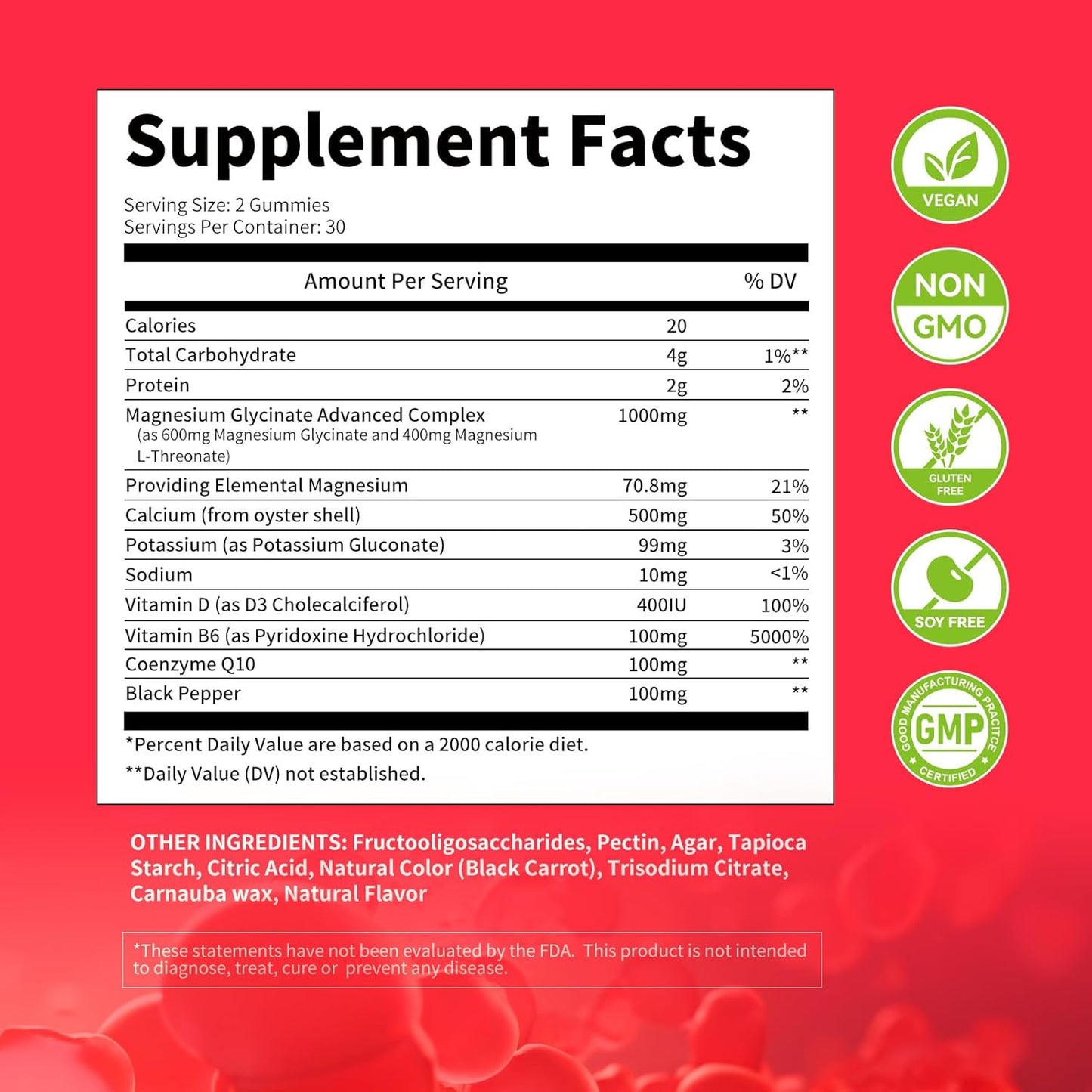 Magnesium Glycinate Gummies 1000mg with Potassium, Vitamin D, B6, CoQ10 - Adult Supplement for Mood & Sleep - 120 Strawberry Gummies (2 Pack)