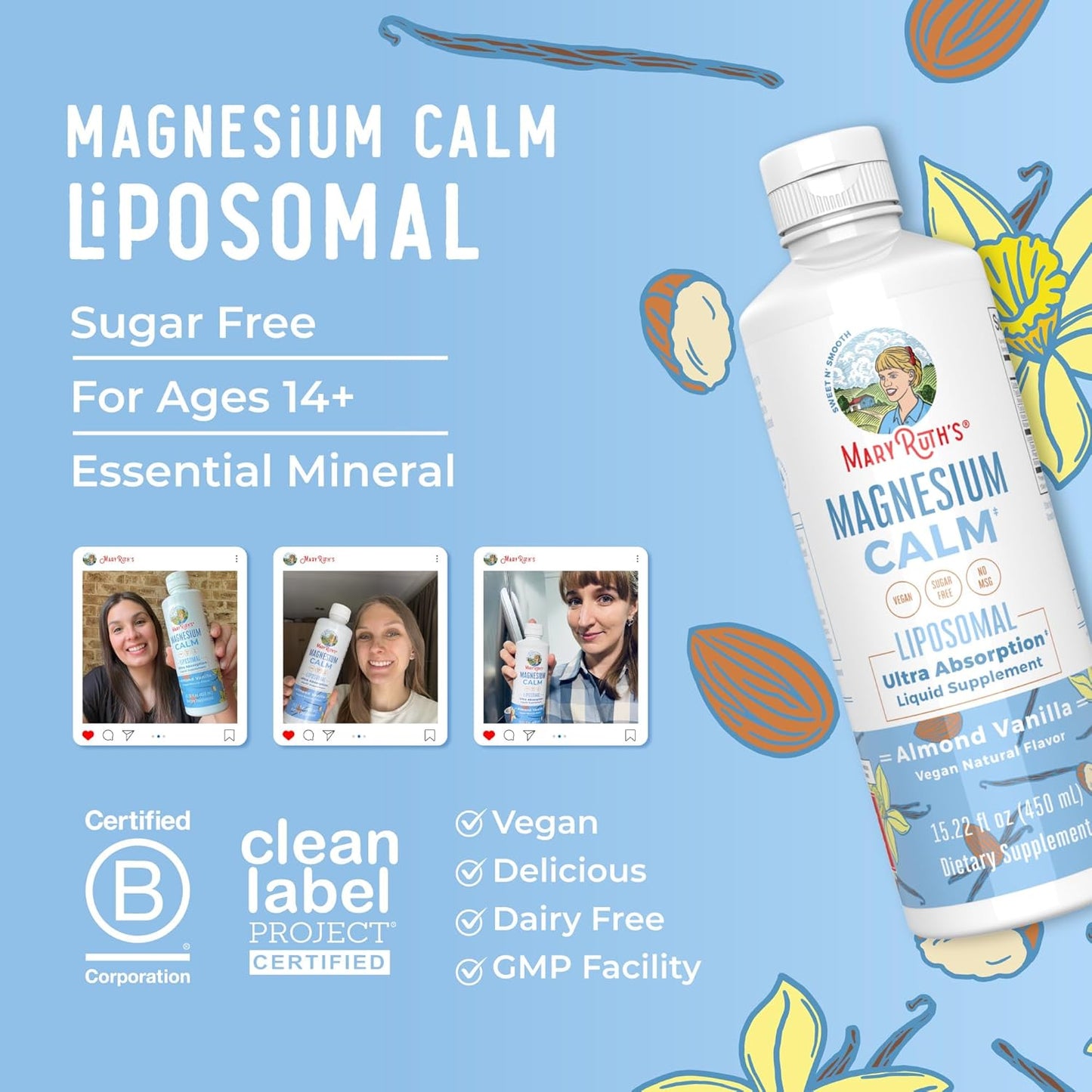 Magnesium Liposomal Supplement for Muscle, Bone, and Mood Support - Vegan, Non-GMO, Gluten Free - 15.22 Fl Oz, 30 Servings