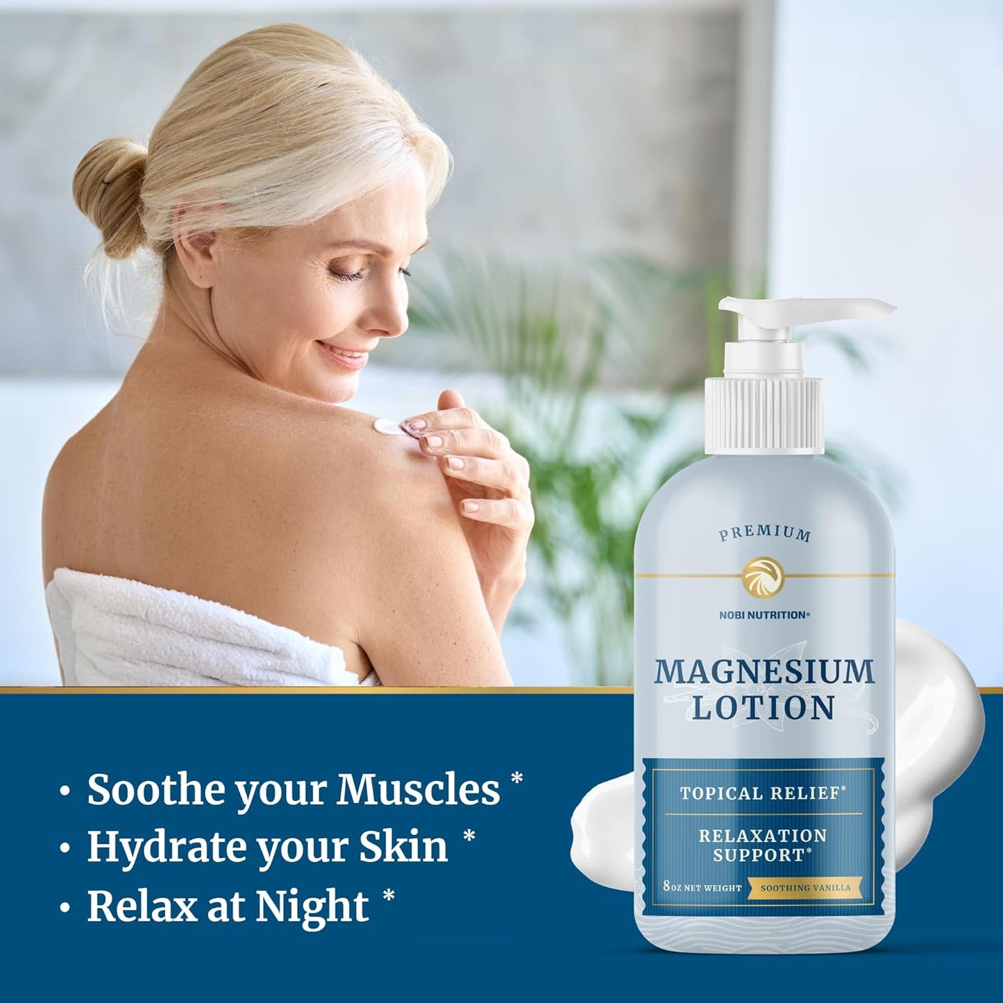 Magnesium Lotion & Ashwagandha Supplement Combo for Full Body Support - Topical Magnesium & Complex Pills for Mind & Body - 2 Month Supply