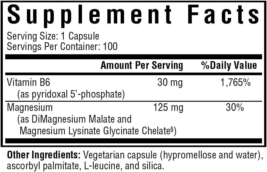 Magnesium Plus Supplement with Vitamin B6 for Bone Health, Sleep, and Calm - 100 Capsules