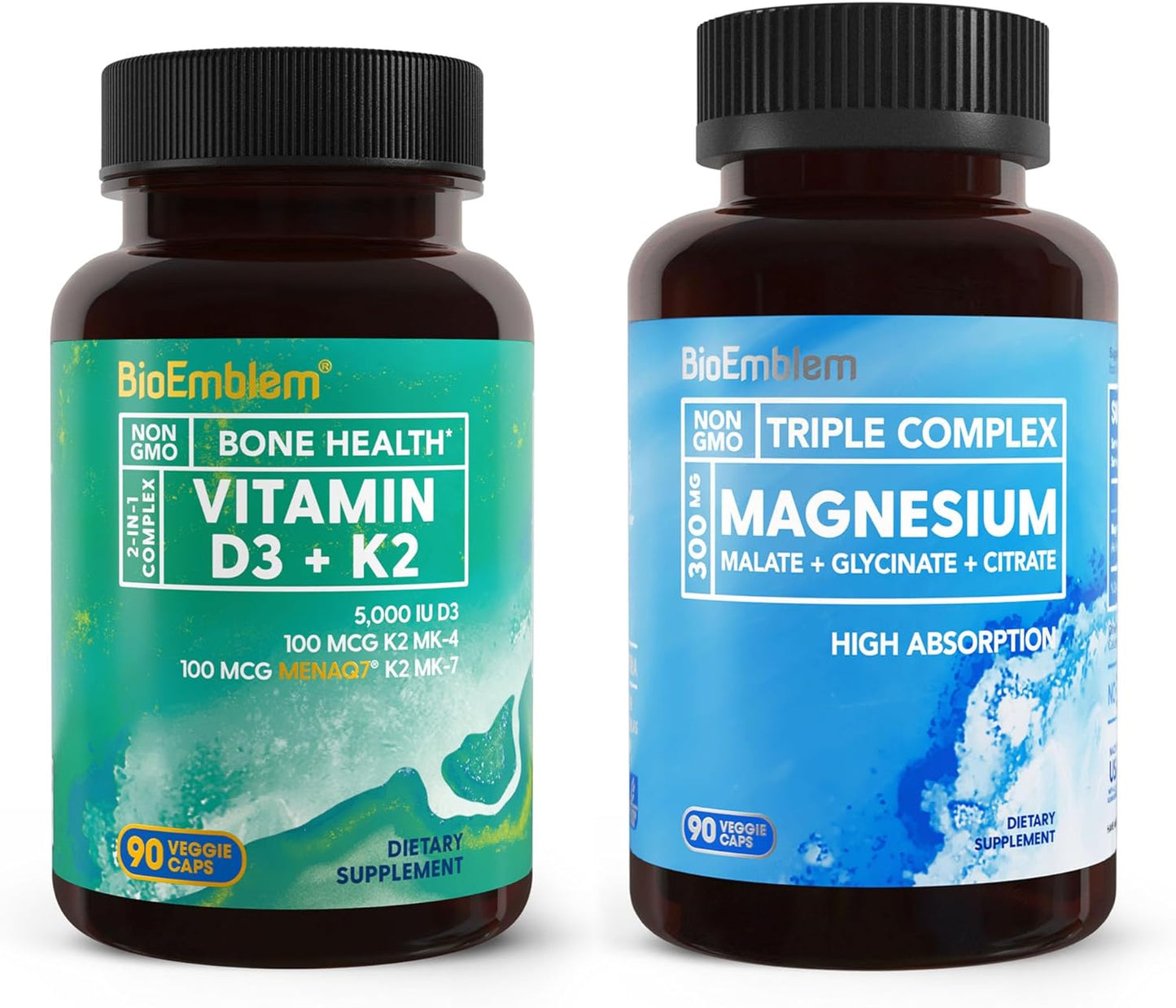 Magnesium Trio with Vitamin D3 and K2 by BioEmblem - Supports Bone Health and Energy Levels