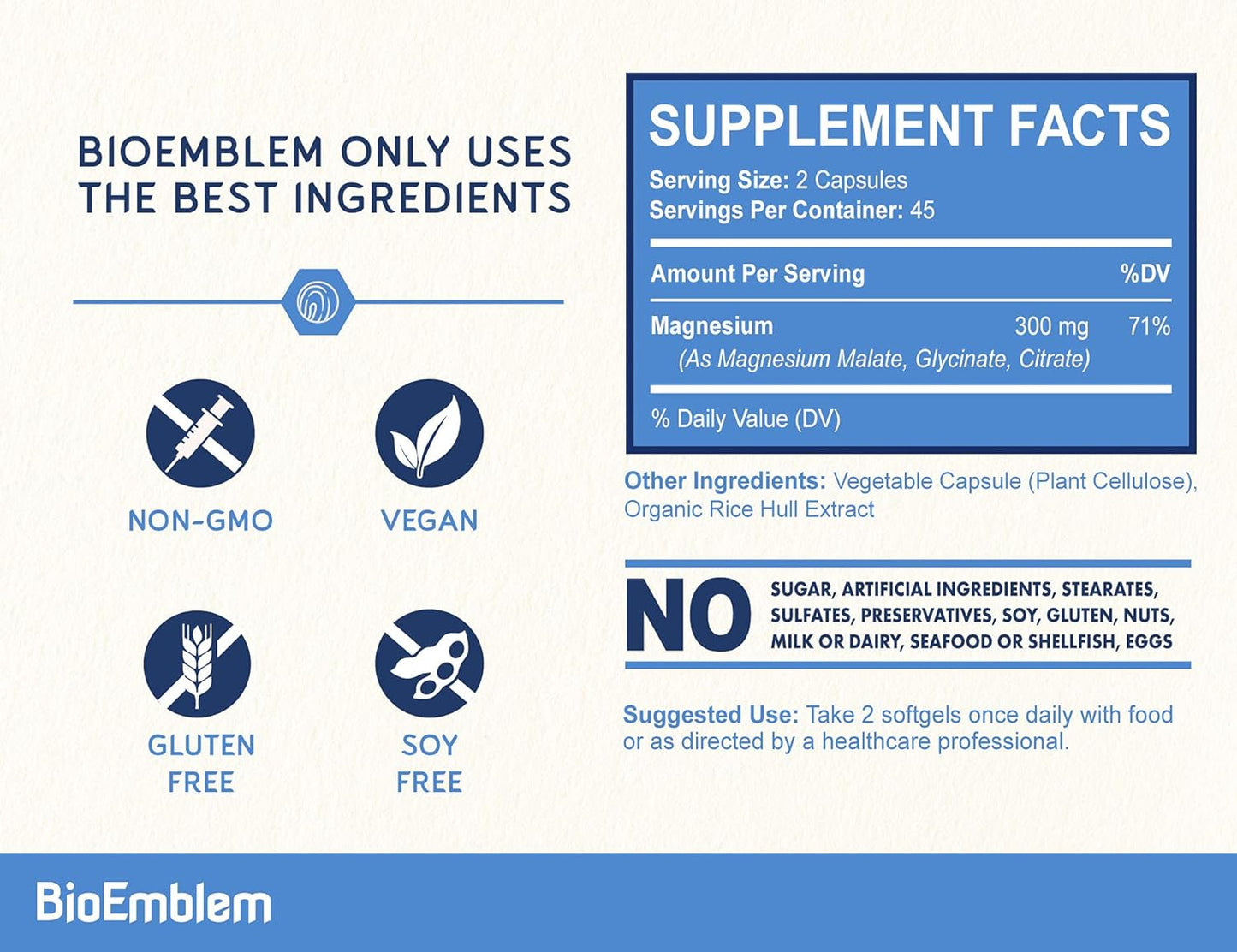 Magnesium Trio with Vitamin D3 and K2 by BioEmblem - Supports Bone Health and Energy Levels