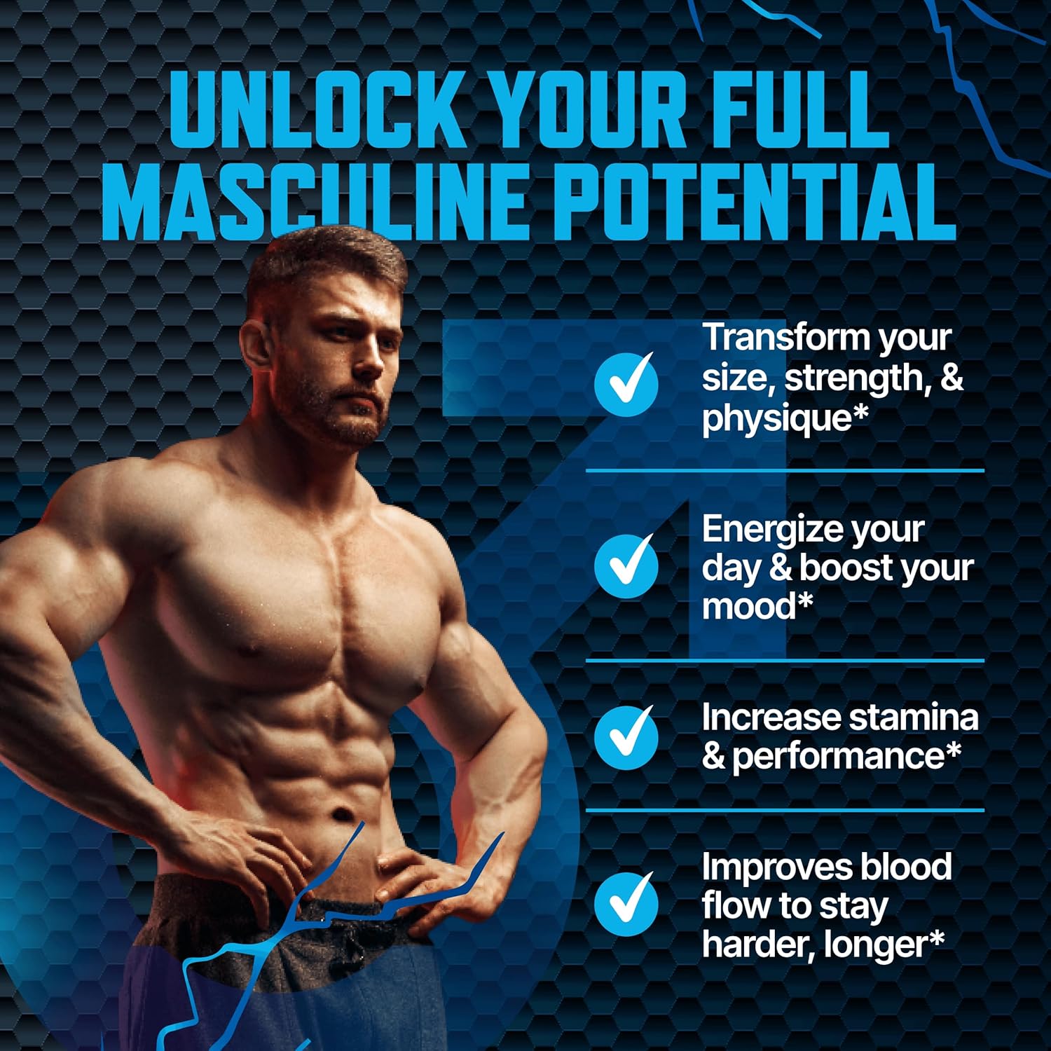 Male Enhancement Strength & Stamina Enhancer Gummies for Energy, Stamina, and Performance - Natural Blueberry Flavored Chews with 2 Inch Enlargement Support by Sapir's Nutrition