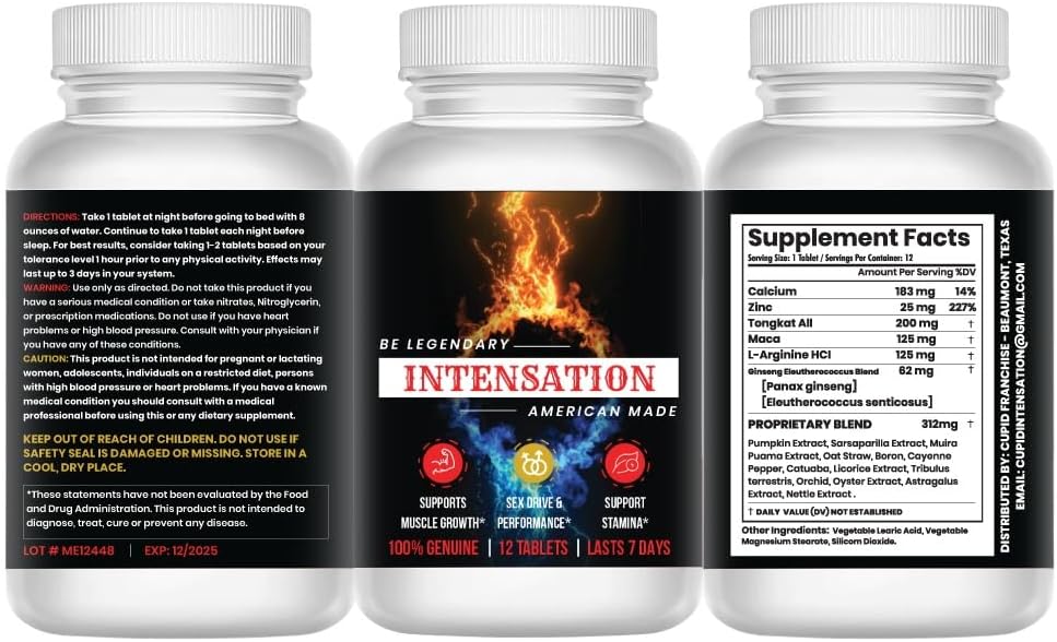 Male Enhancement Supplement for Stamina & Energy Boost - All Natural Ingredients - Last Longer, Increase Size & Strength - 12 Tablets