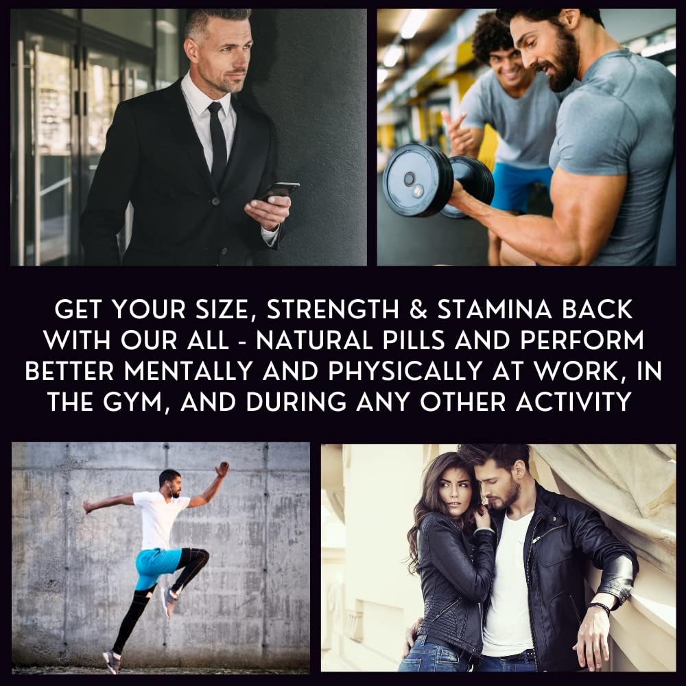 Male Enhancing Supplement for Muscle Growth and Performance - Enlargement Pills for Men - Increase Size, Strength, Stamina - 60 Capsules - KUR Live Simply Hombre