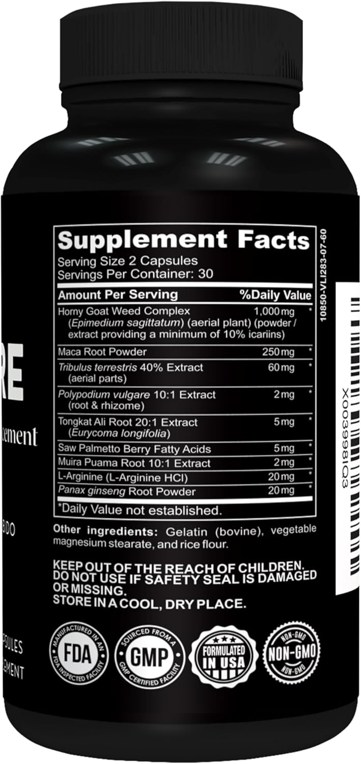 Male Enhancing Supplement for Muscle Growth and Performance - Enlargement Pills for Men - Increase Size, Strength, Stamina - 60 Capsules - KUR Live Simply Hombre