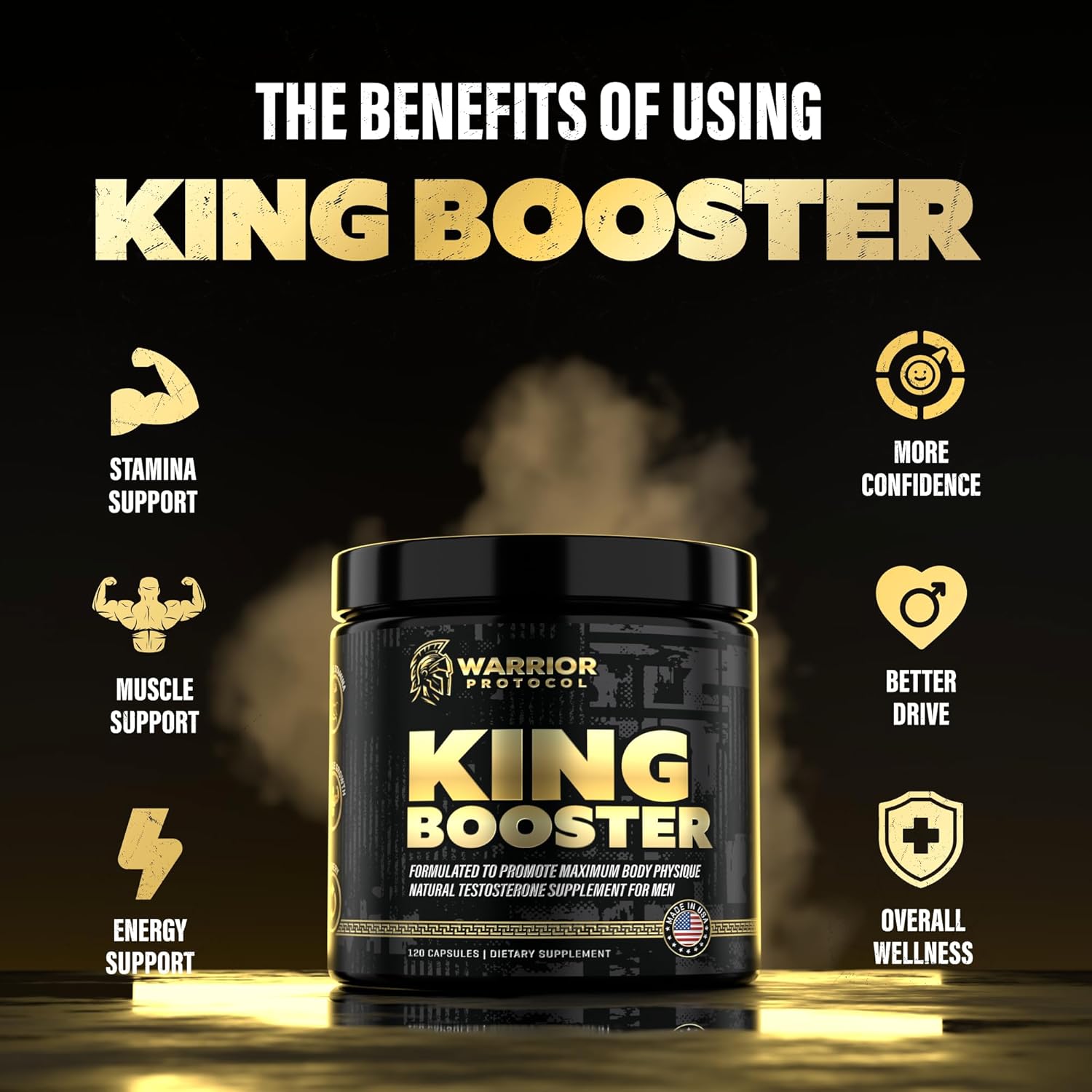 Male Enhancing Testosterone Support Supplement with Turkesterone, Tongkat Ali & Fadogia Agrestis - Boost Muscle Growth, Stamina & Recovery - Vitality Pills for Men