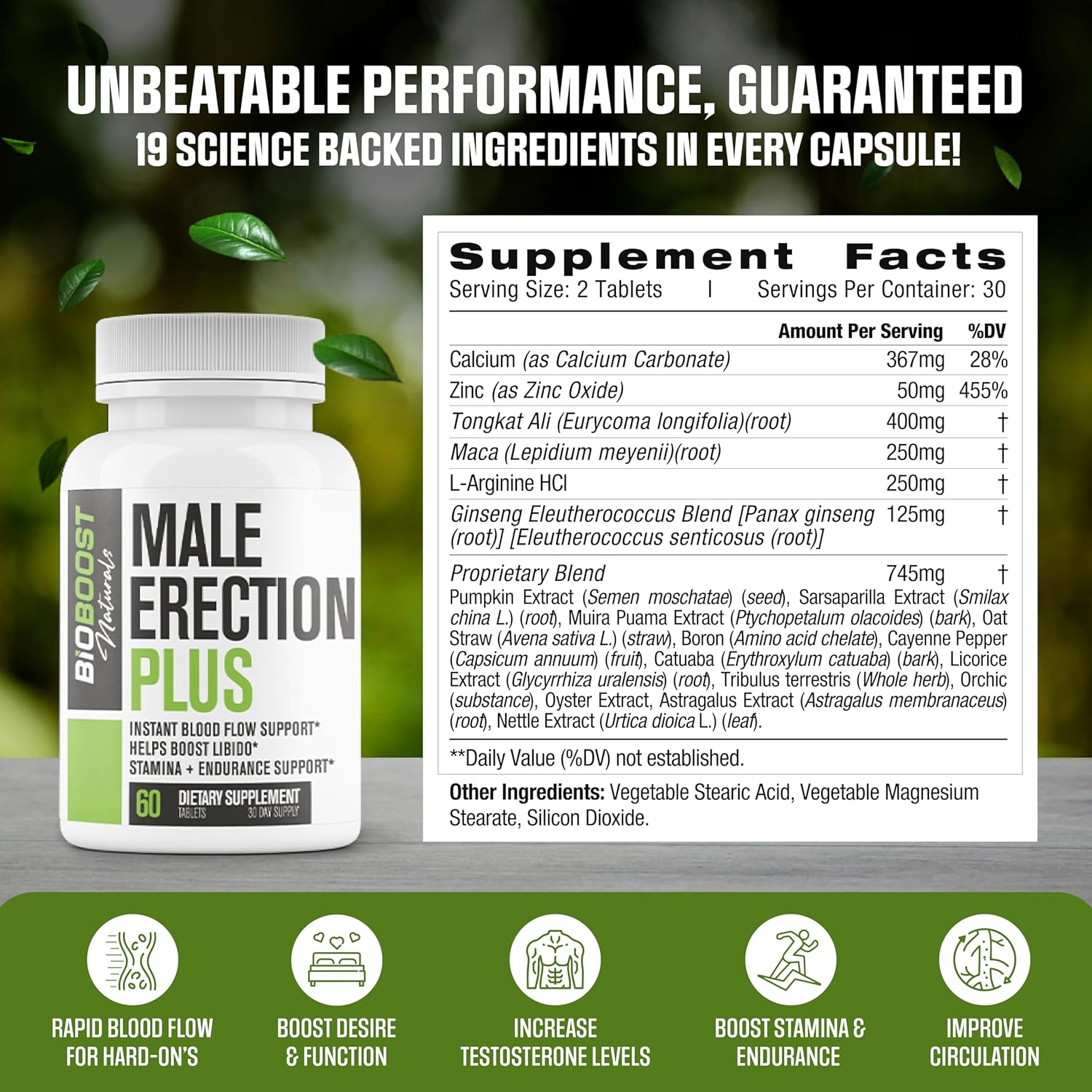 Male Erection Plus Pills for Fast Acting Performance & Sensitivity - 60 Tablets