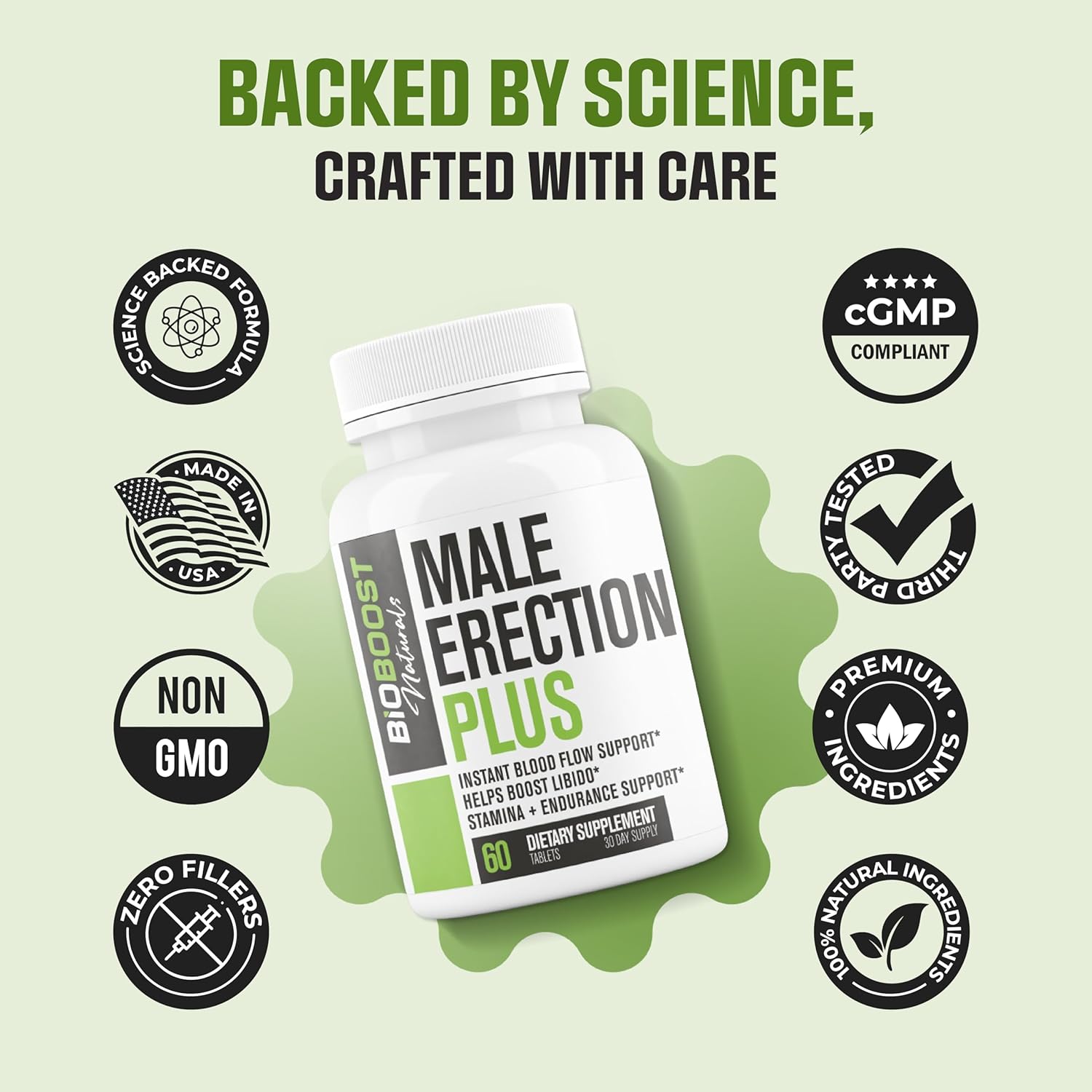 Male Erection Plus Pills for Fast Acting Performance & Sensitivity - 60 Tablets