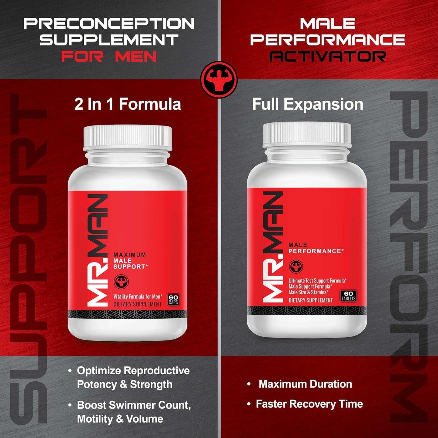 Male Fertility Stack MR2 - Preconception Supplement for Men - 2-in-1 Formula - Enhance Potency, Motility, Desire, Performance - Lab Tested - 30 Day Supply