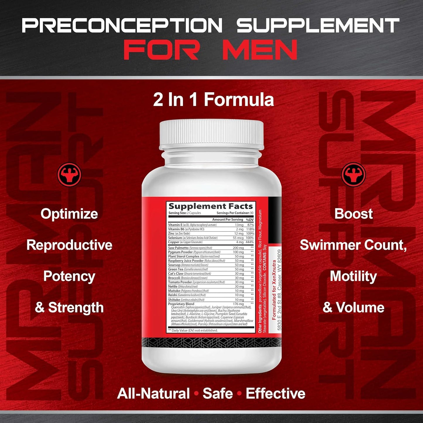 Male Fertility Stack MR2 - Preconception Supplement for Men - 2-in-1 Formula - Enhance Potency, Motility, Desire, Performance - Lab Tested - 30 Day Supply