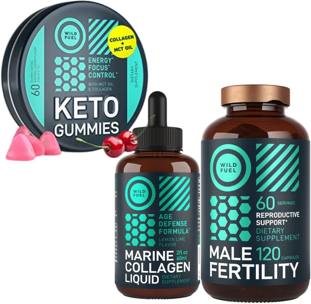 Male Fertility Supplement Bundle: Liquid Collagen Marine and Keto Gummies for Health & Wellness