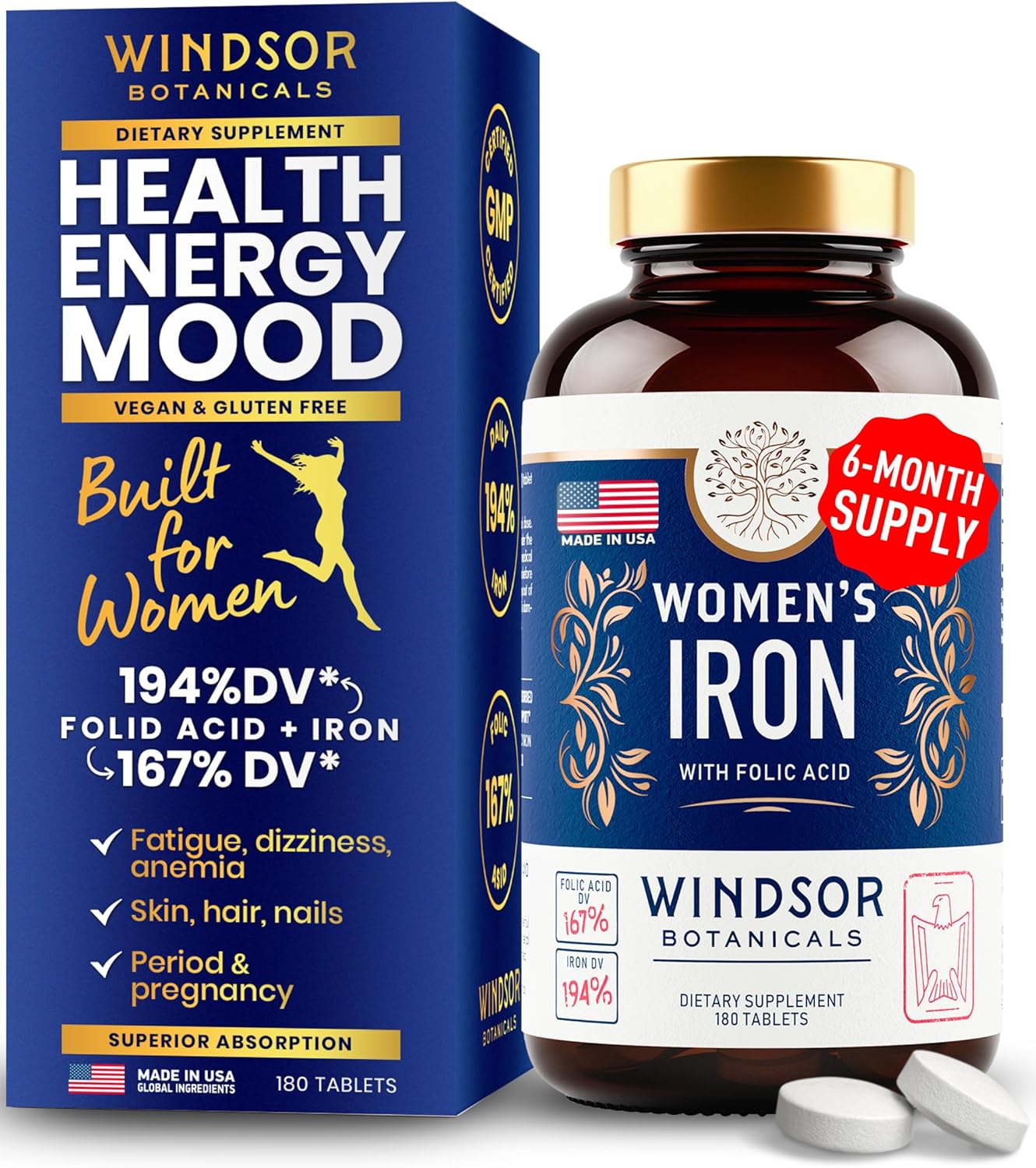Male Fertility Supplement with Iron and Folic Acid - Fertility and Prenatal Bundle by WINDSOR BOTANICALS