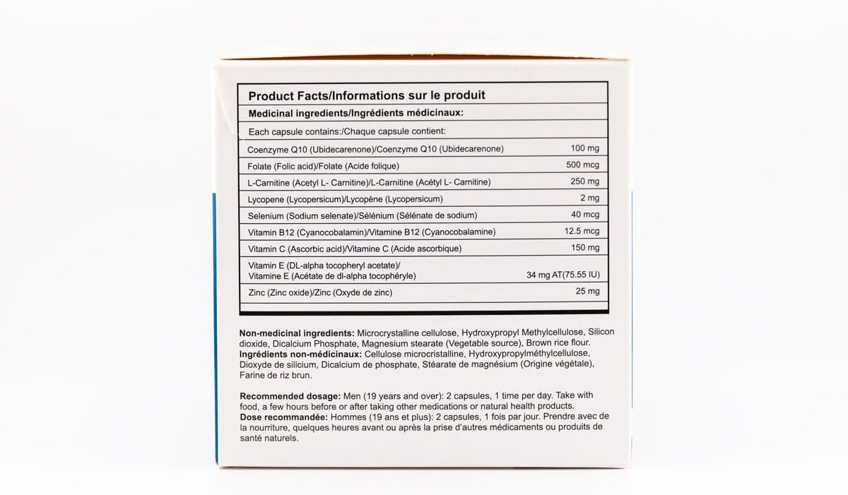 Male Fertility Support Supplement with CO-Q10, L-Carnitine, Vitamin E - 60 Capsules by FloVita