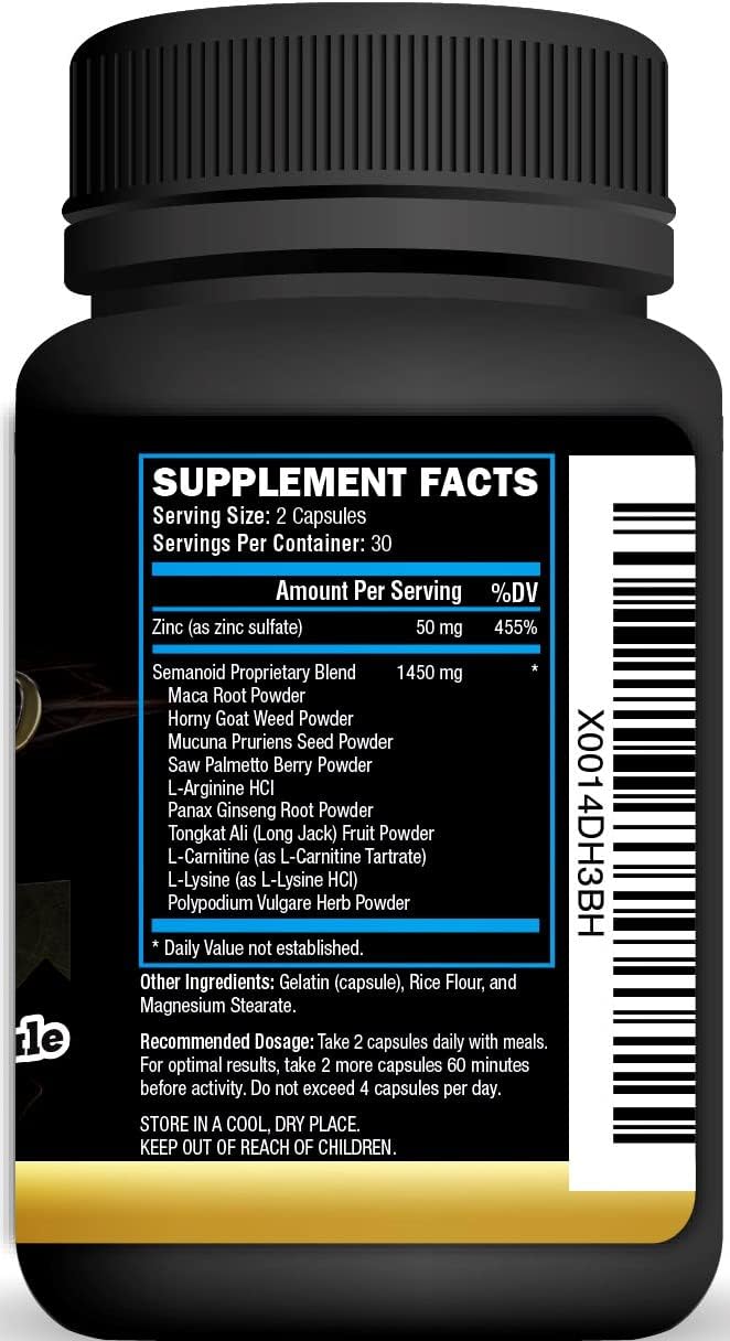 Male FX Labs SEMANOID (60 Caps) - Advanced Fertility Formula for Men - Boost Semen Volume and Male Prenatal Vitamins - 1 Month Supply
