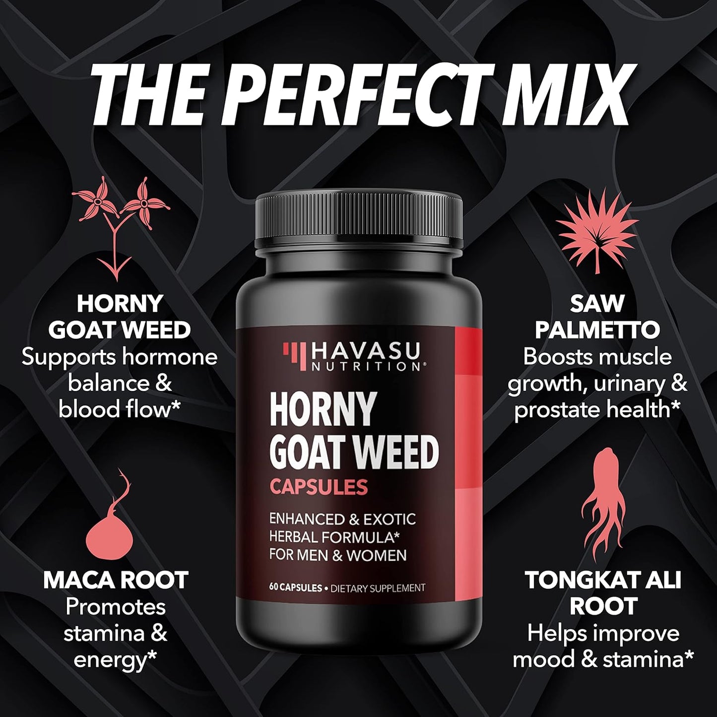 Male Health Supplement Bundle: HAVASU NUTRITION L Arginine & Horny Goat Weed for Performance & Endurance