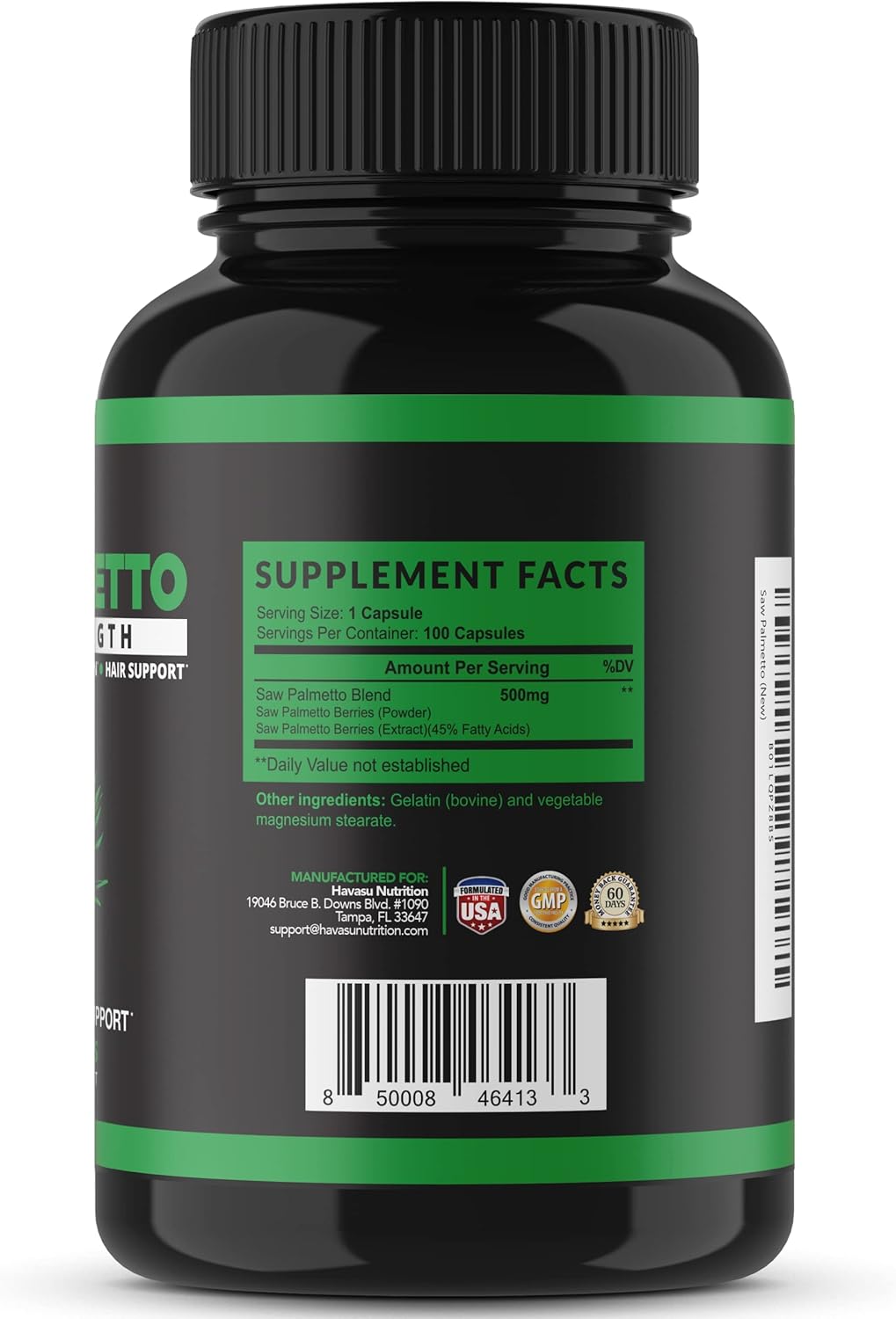 Male Health Support: L-Arginine and Saw Palmetto Capsules for Prostate & Performance - 120 L-Arginine, 100 Saw Palmetto