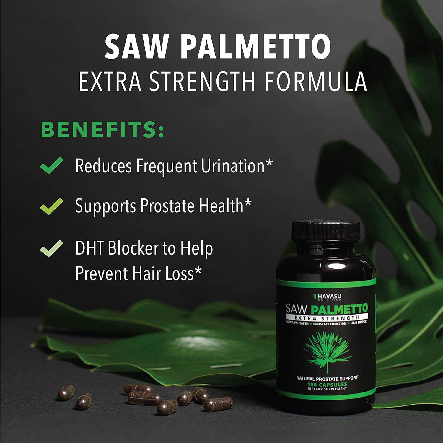 Male Health Support: L-Arginine and Saw Palmetto Capsules for Prostate & Performance - 120 L-Arginine, 100 Saw Palmetto
