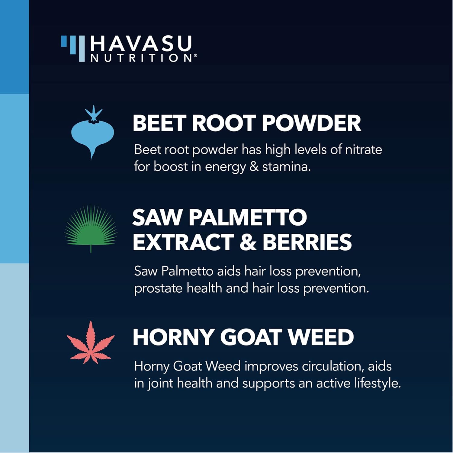Male Performance & Endurance Bundle: HAVASU NUTRITION L Arginine, Horny Goat Weed, Saw Palmetto Supplement