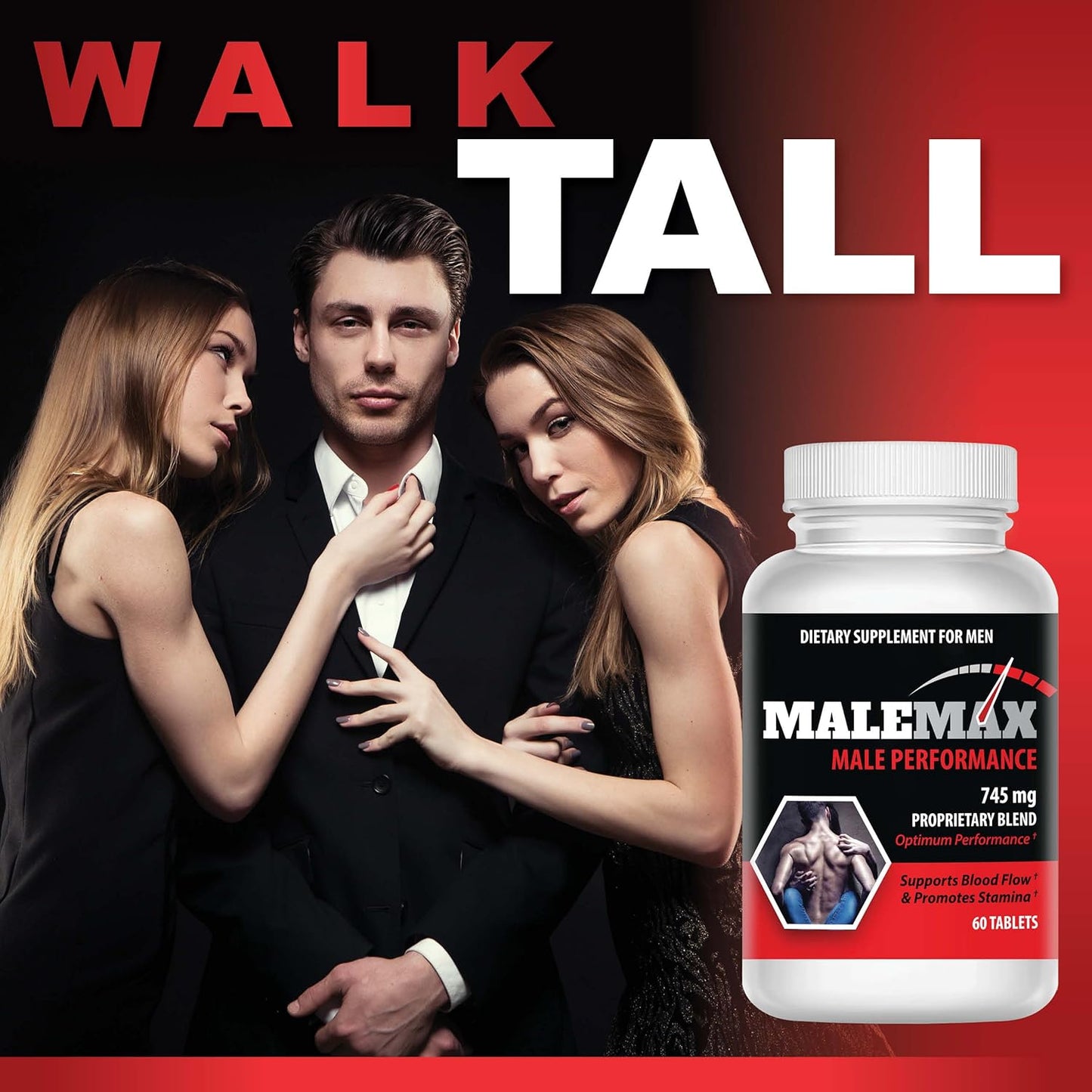Male Supplement for Fast 1-3 Inch Growth - All Natural, Lab Tested, 60 Tablets