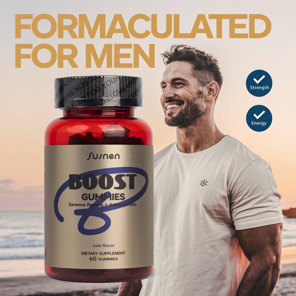 Male Vitality Supplement with Saw Palmetto & Ashwagandha Gummies for Stress Reduction and Body Function Enhancement - 60 Cola Flavor Gummies