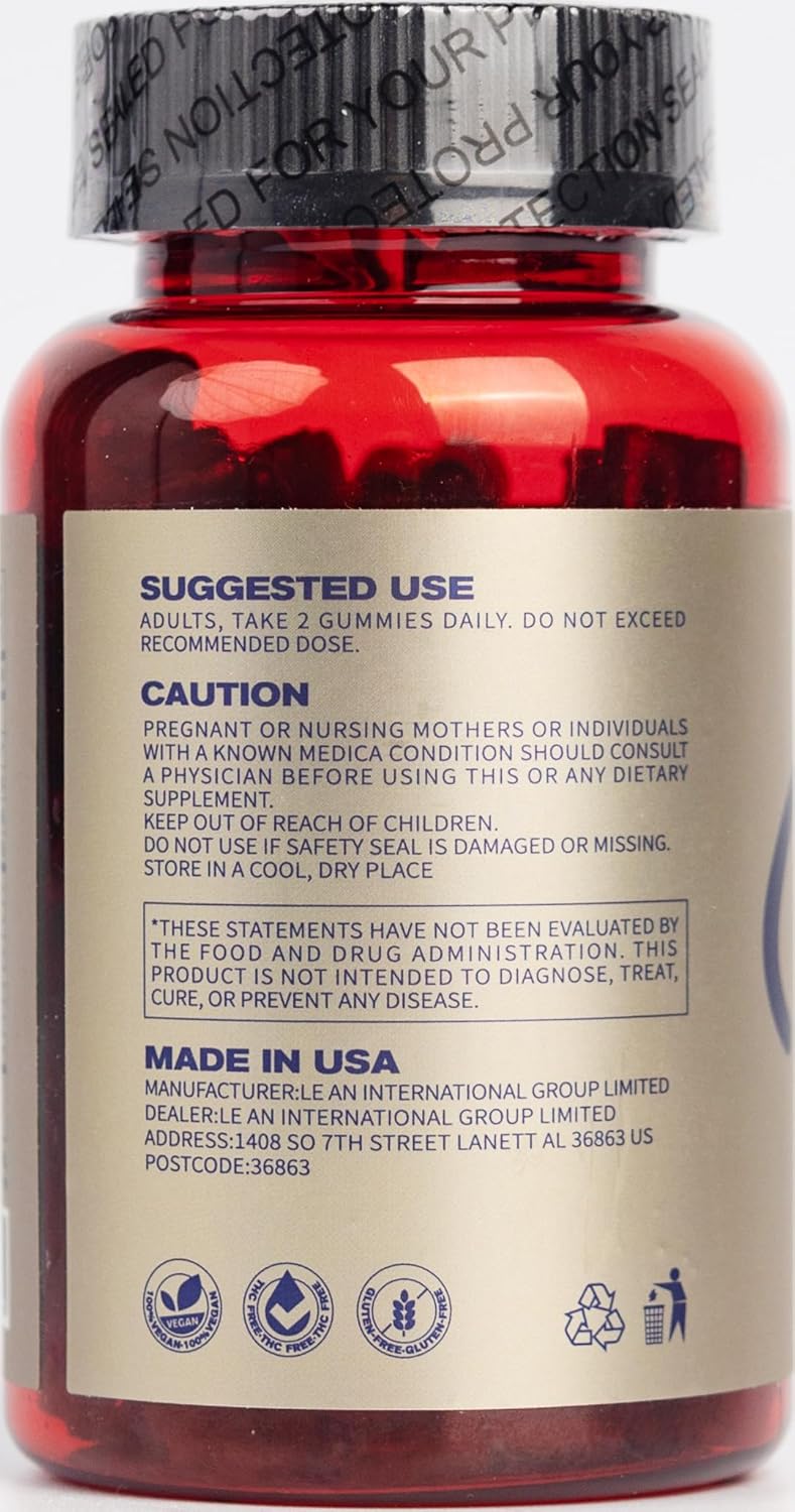Male Vitality Supplement with Saw Palmetto & Ashwagandha Gummies for Stress Reduction and Body Function Enhancement - 60 Cola Flavor Gummies