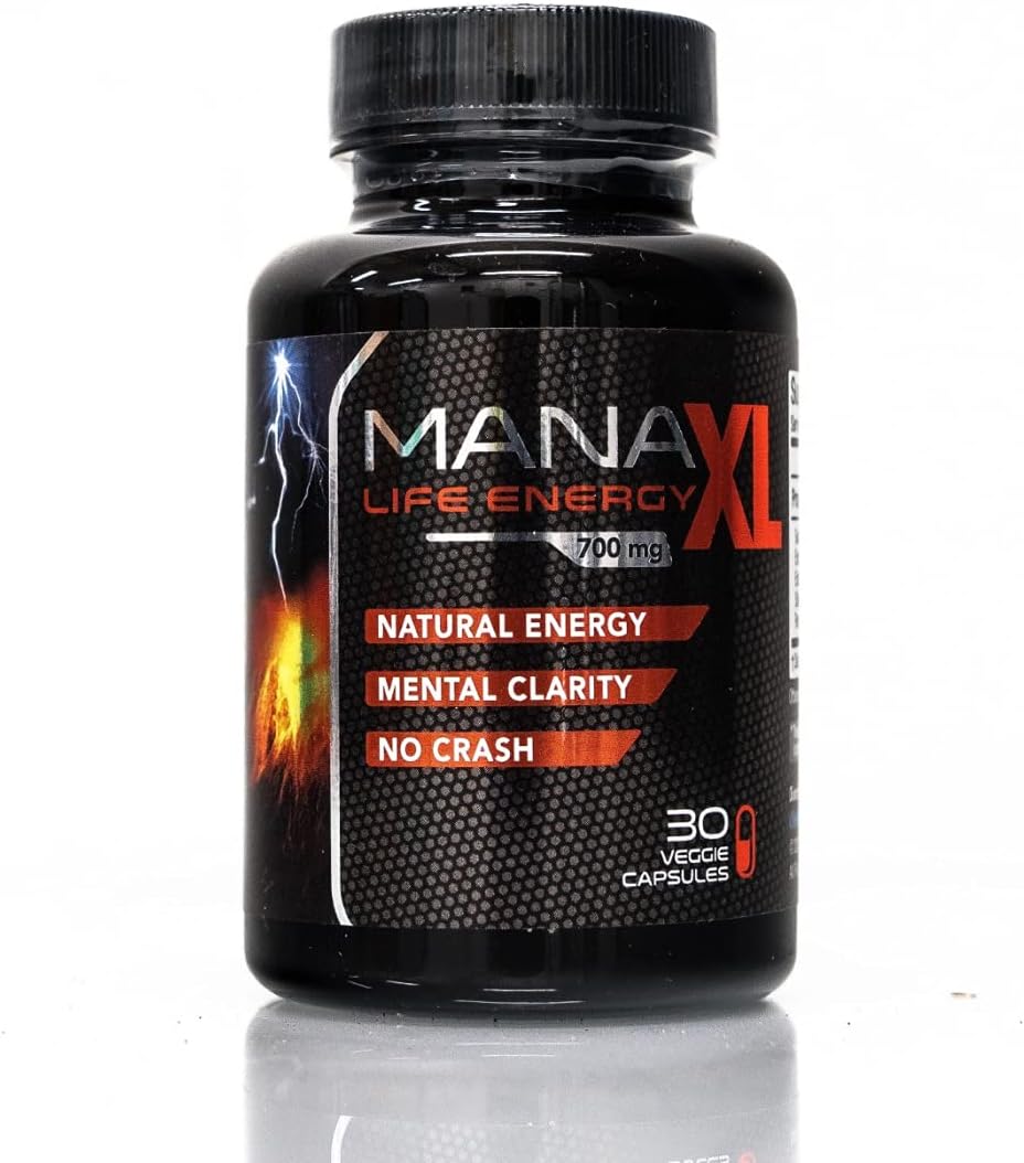 MANA Life Energy Supplement - Boost Focus, Clarity, Athletic Performance, & Mood - Vegan Capsules, Non GMO, No Crash