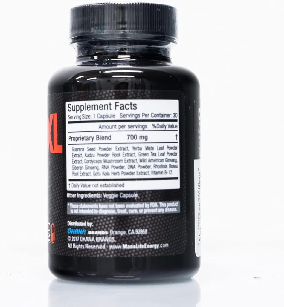 MANA Life Energy Supplement - Boost Focus, Clarity, Athletic Performance, & Mood - Vegan Capsules, Non GMO, No Crash