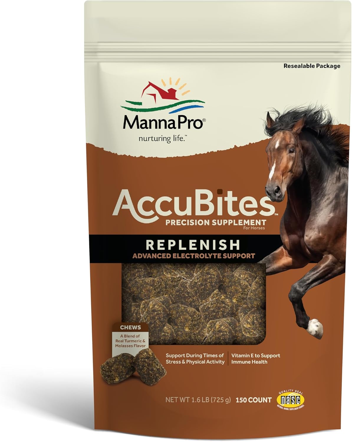 Manna Pro AccuBites Equine Supplement for Hydration, Immune Support, and Overall Health - 1.6 lbs