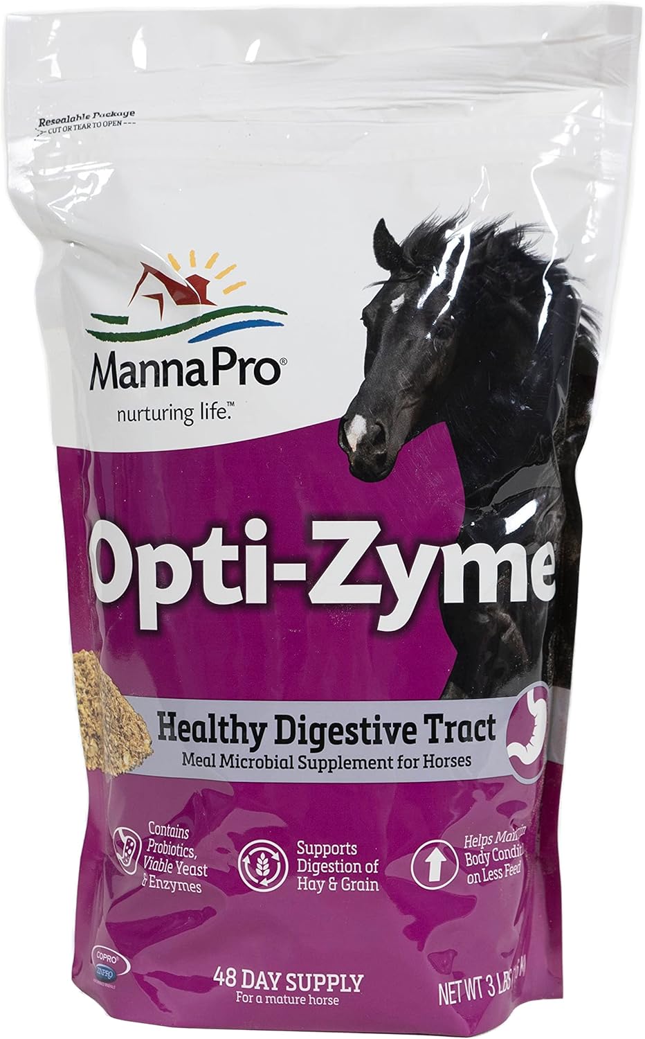 Manna Pro Opti-Zyme Microbial Digestive Supplement for Horses - 3-Pound Container by Manna Pro Corp