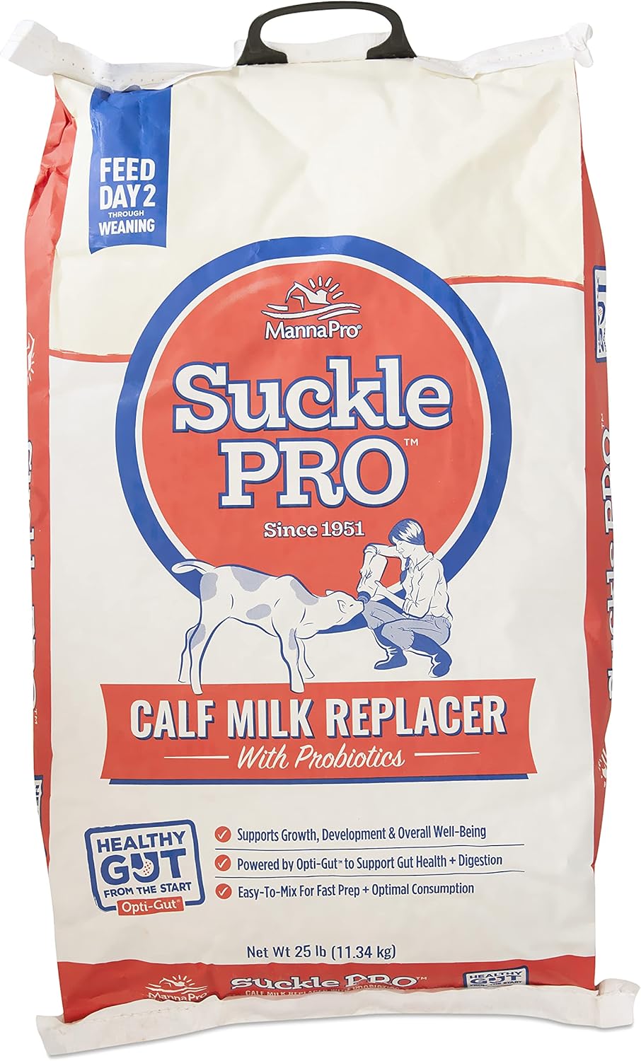 Manna Pro Suckle Pro Calf Milk Replacer - 22% Protein with Probiotics - 25 lb Pack Size