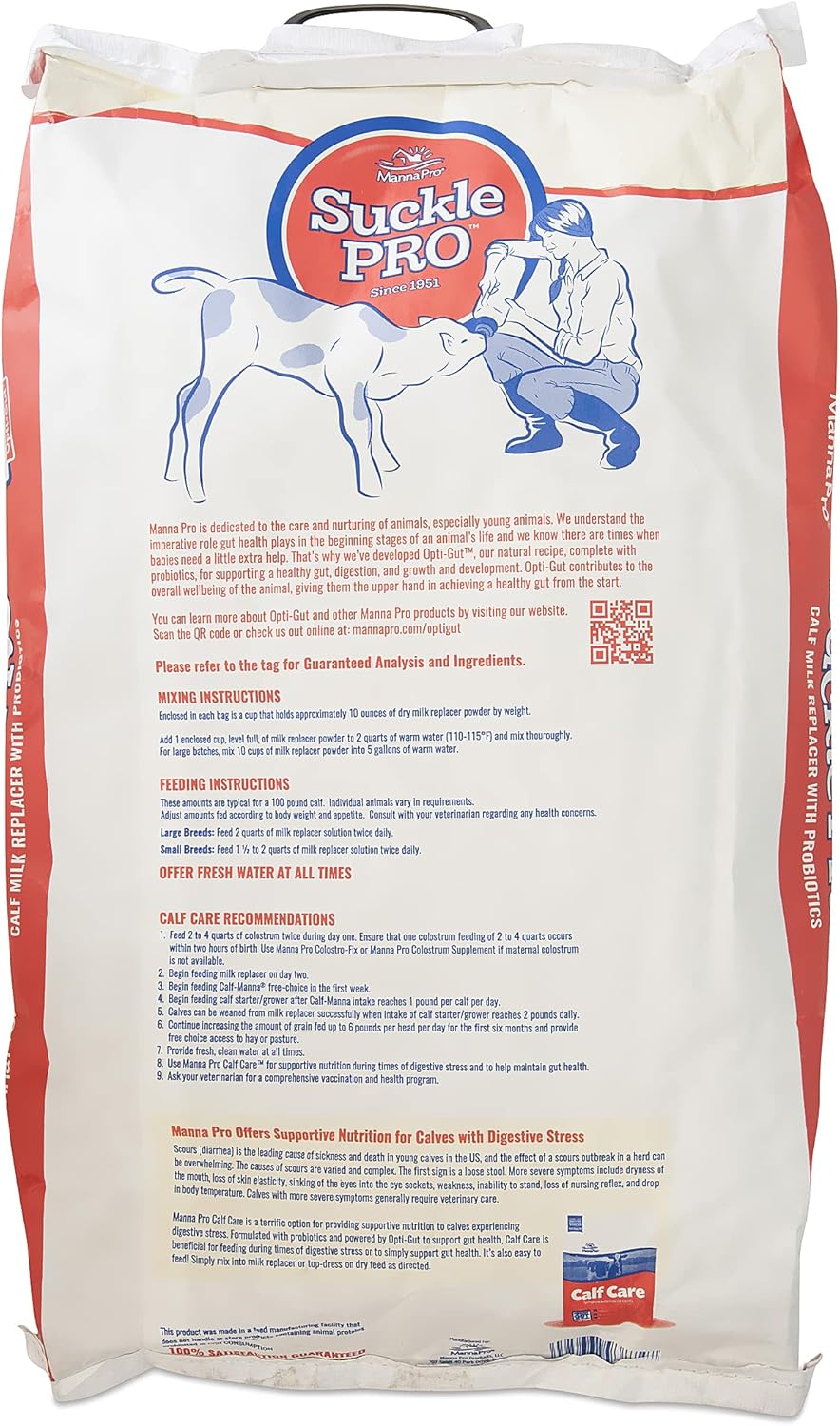 Manna Pro Suckle Pro Calf Milk Replacer - 22% Protein with Probiotics - 25 lb Pack Size