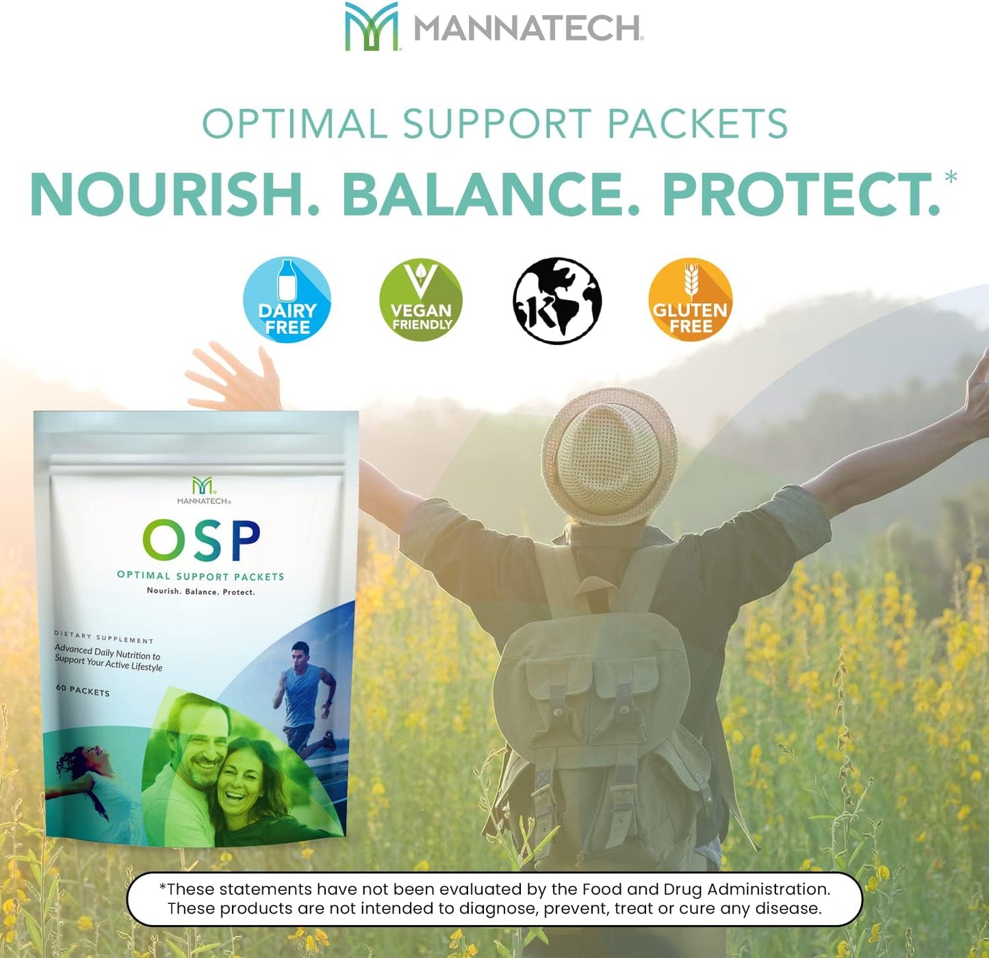 Mannatech OSP Daily Vitamins: Immune Support & Antioxidant Supplement - 60 Packets, Ashwagandha Capsules, Self-Care Benefits