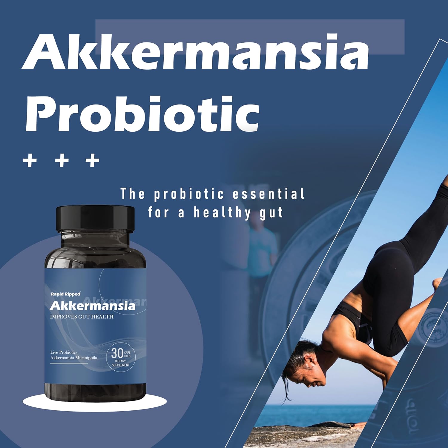 MAPUG Akkermansia Probiotic with Prebiotic Fiber - Boosts GLP-1, Delayed Release, Third-Party Tested, 100M AFU Live Strain for Gut Health - Men & Women (2 Pack)