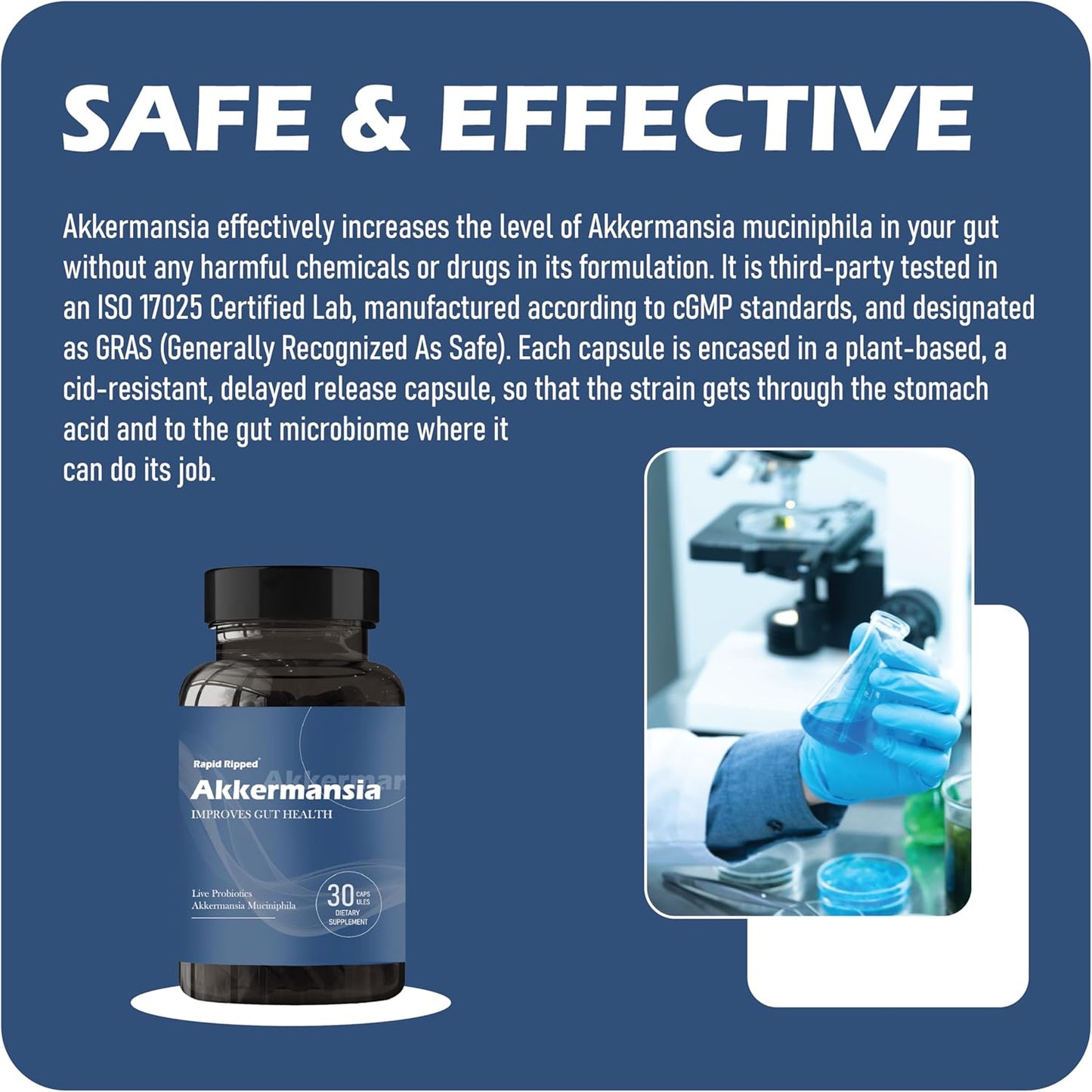 MAPUG Akkermansia Probiotic with Prebiotic Fiber - Boosts GLP-1, Delayed Release, Third-Party Tested, 100M AFU Live Strain for Gut Health - Men & Women (2 Pack)