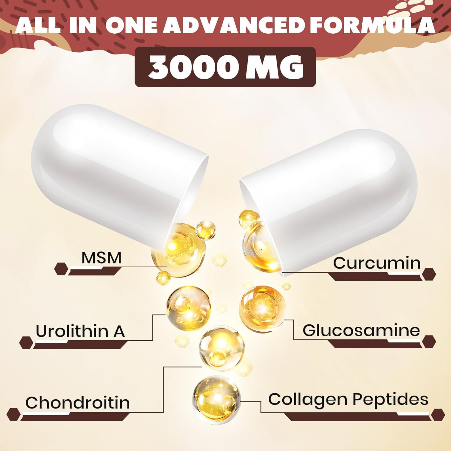 Marafiki Urolithin A Supplement 2000mg with Joint Support Blend - 120 Capsules